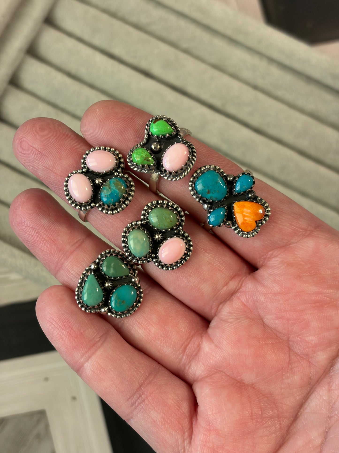 Handcrafted Multi-Stone Rings - Adjustable