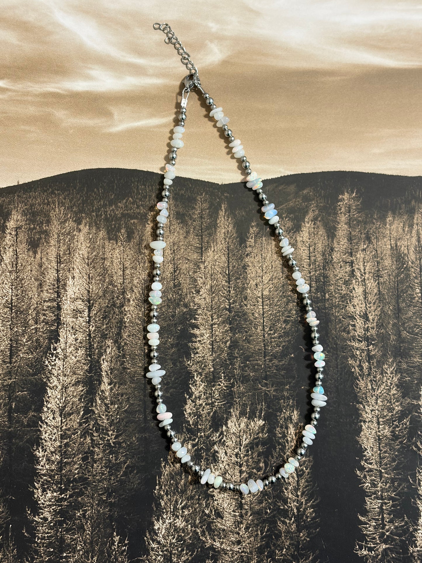 Desert Steel & Opal Necklace (see description)