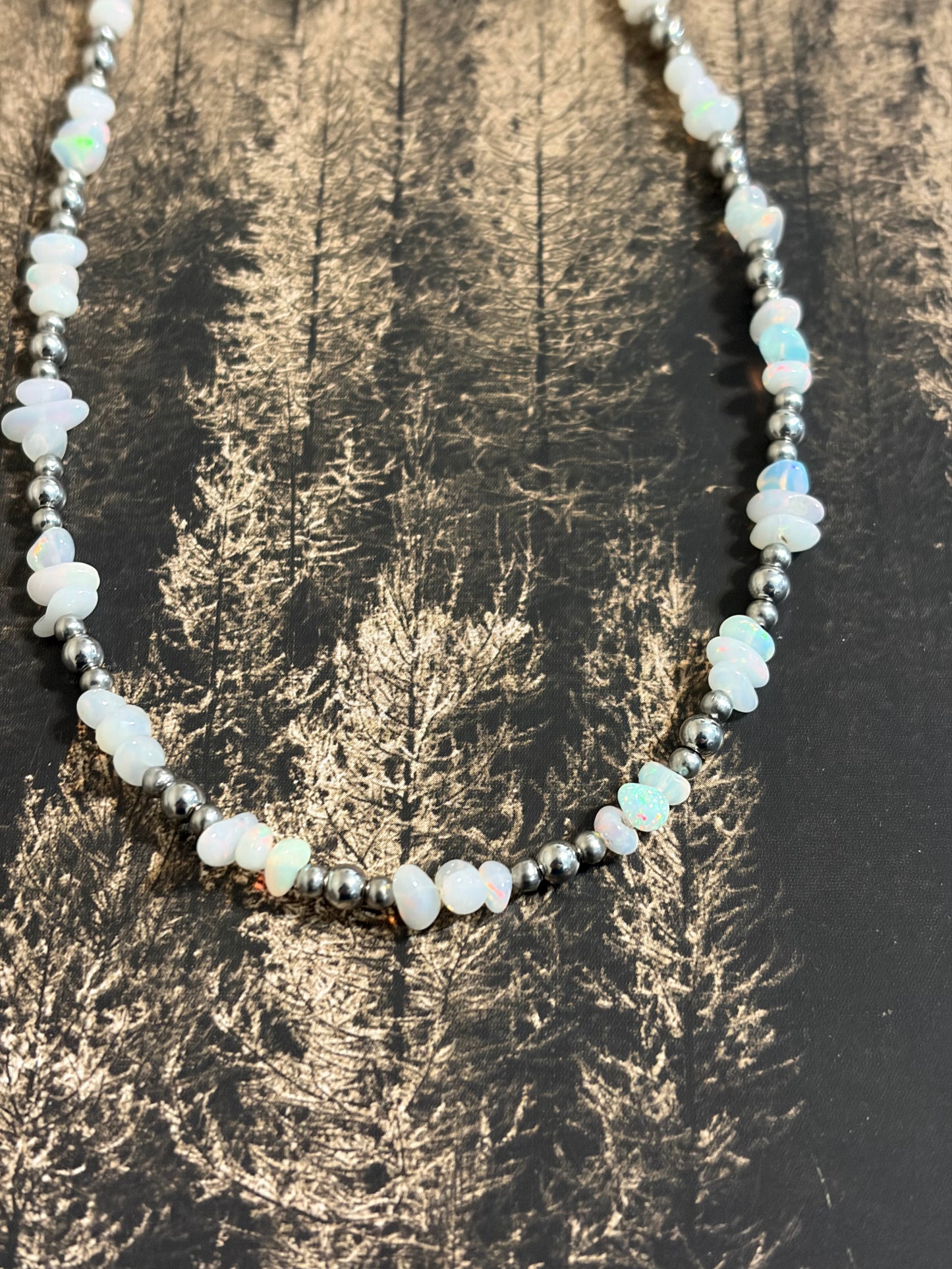 Desert Steel & Opal Necklace (see description)