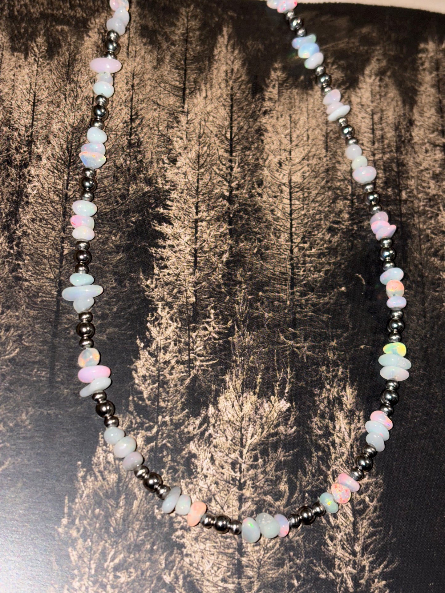 Desert Steel & Opal Necklace (see description)