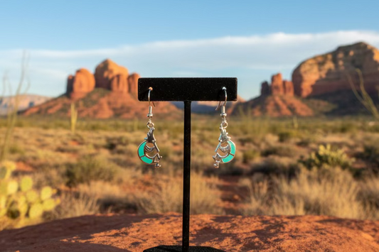 Turquoise inlaid Kokopelli Earrings