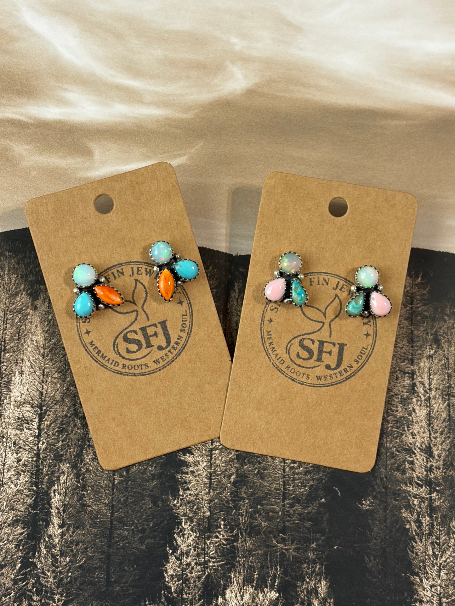 Handcrafted Multi-Stone & Opal Earrings