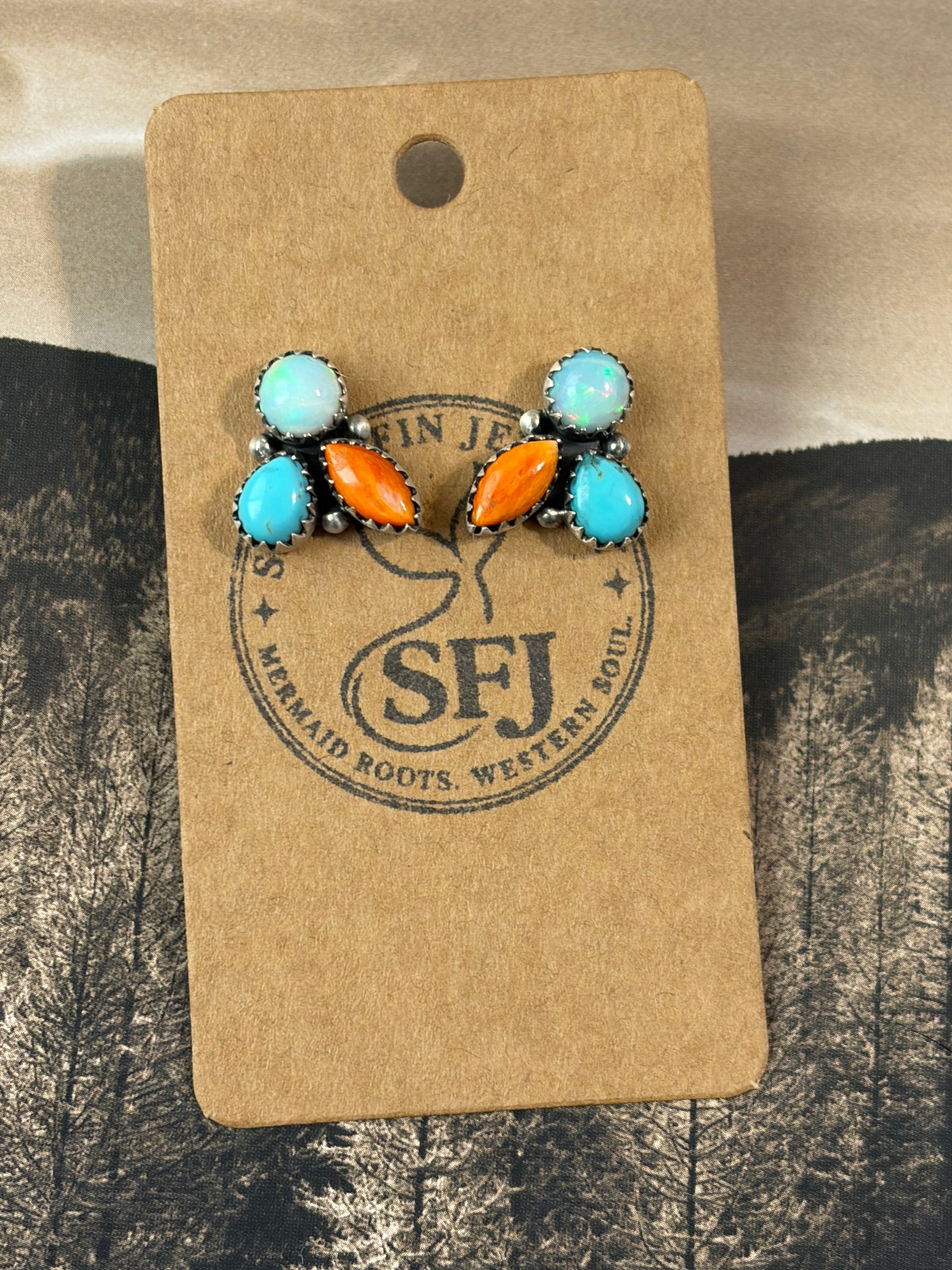 Handcrafted Multi-Stone & Opal Earrings