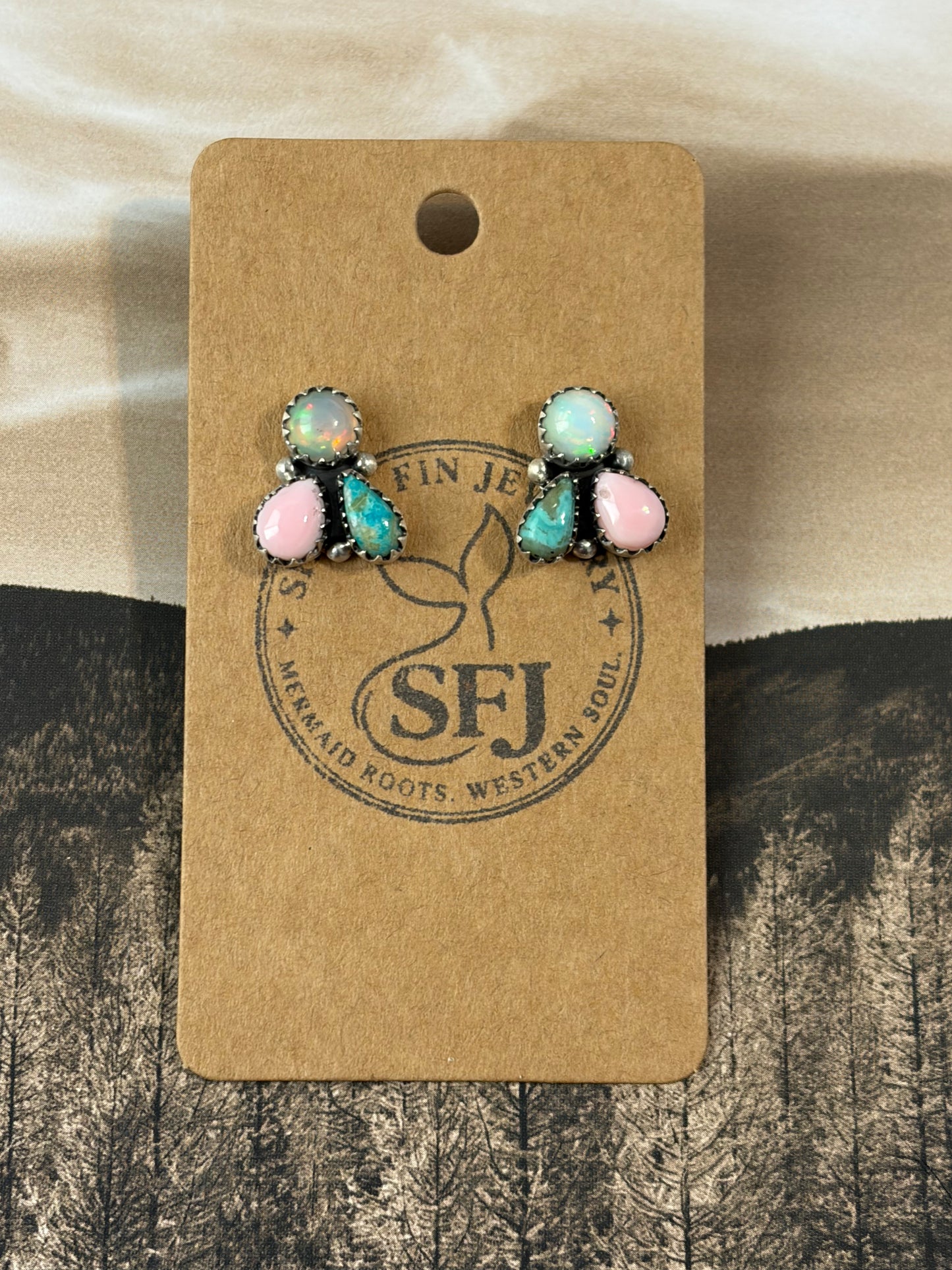 Handcrafted Multi-Stone & Opal Earrings