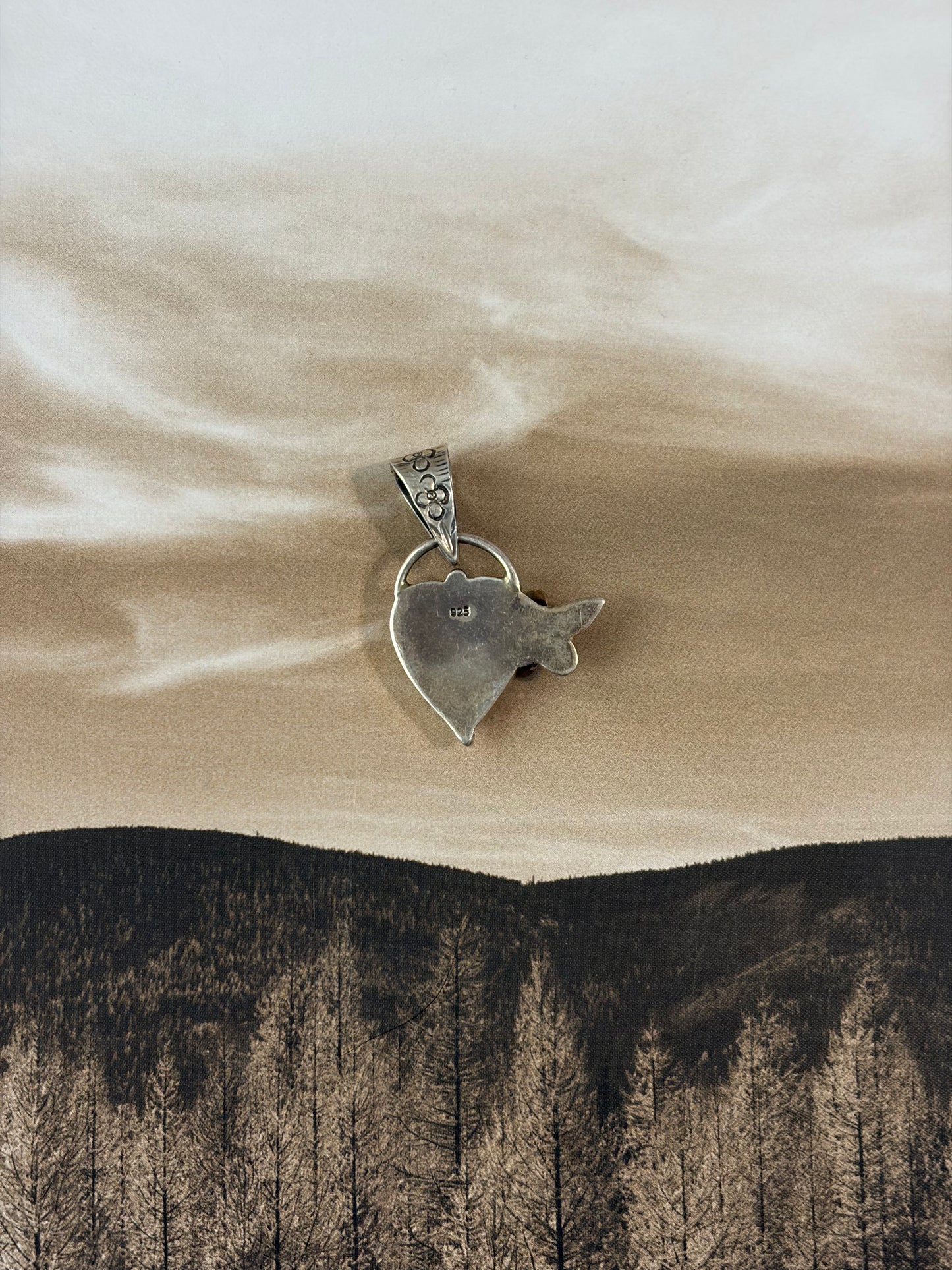 Handcrafted Kingman Turquoise Heart & Butterfly Pendant