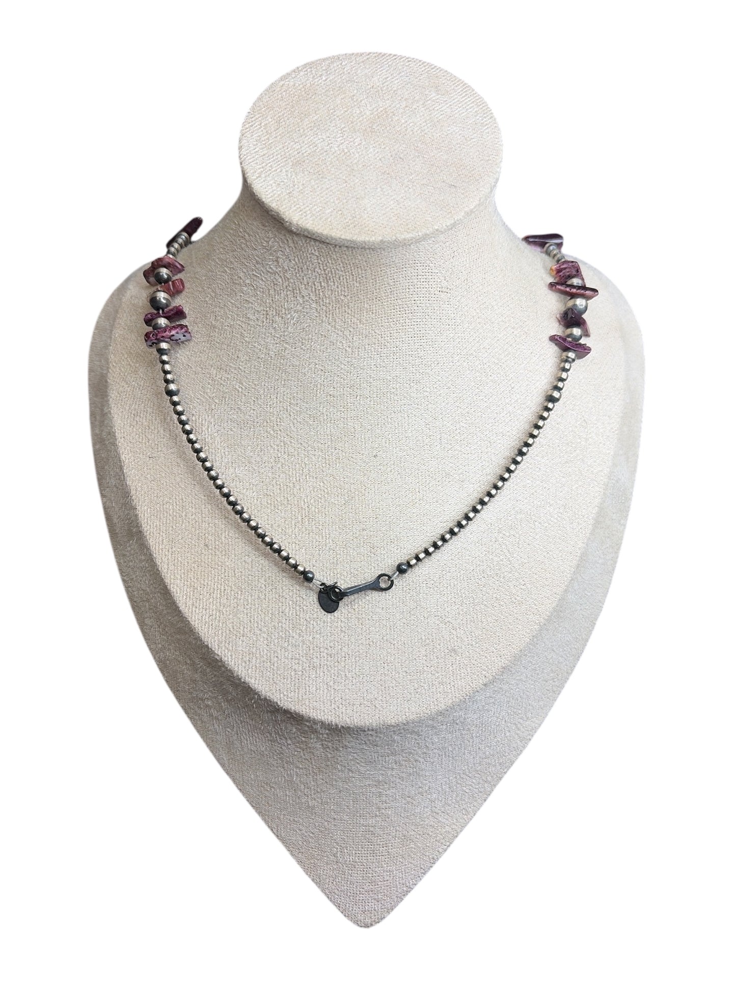 Purple Spiny Oyster & Machine Made Pearl Necklace - 18”