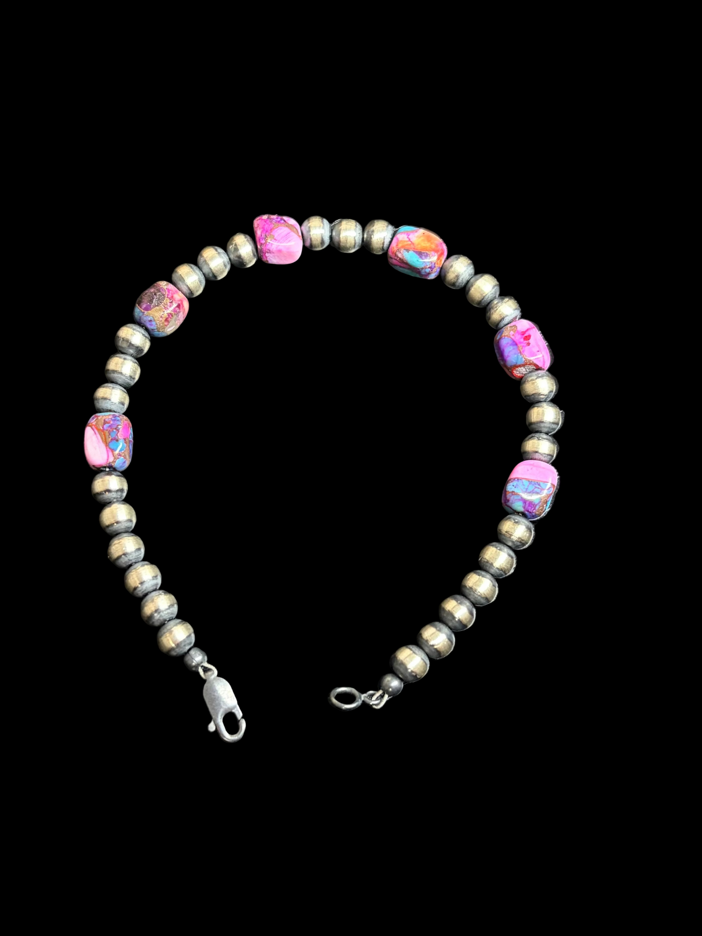 Machine Made Pearl & Pink Dahlia Bracelet - 7.5”