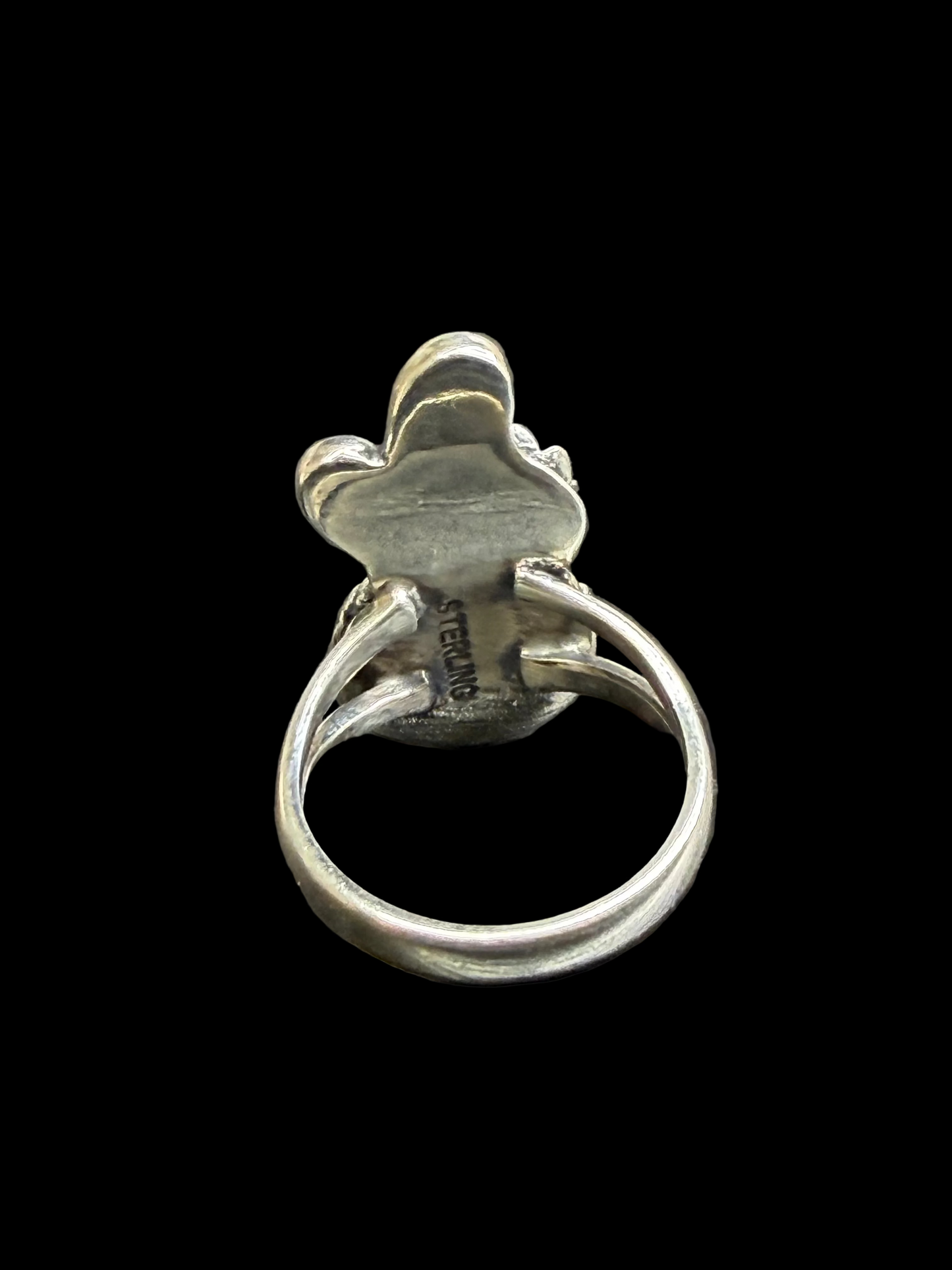 Handcrafted Kingman Turquoise Ring With Flowers- size 6