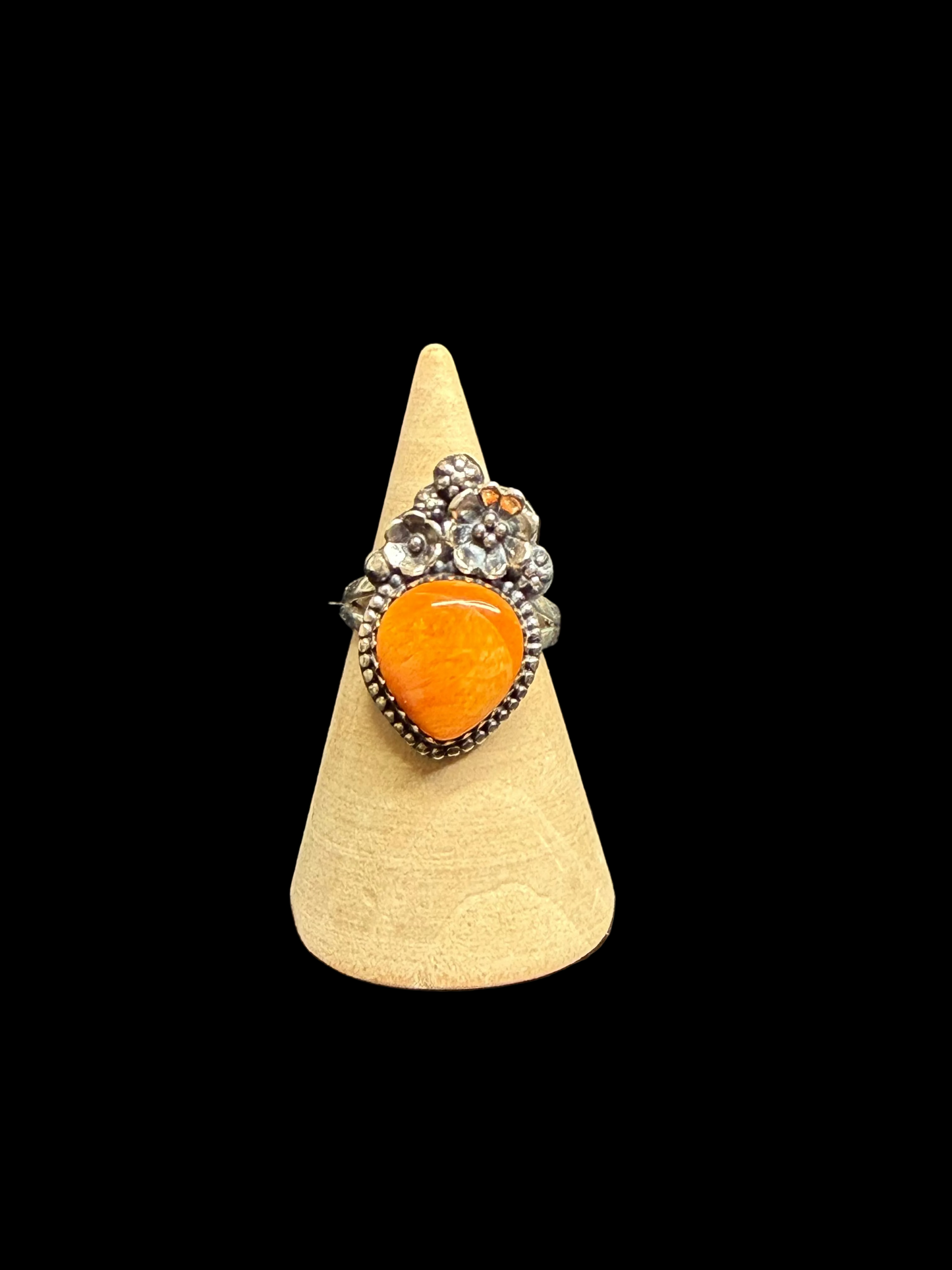 Handcrafted Orange Spiny Desert Ring - size 7