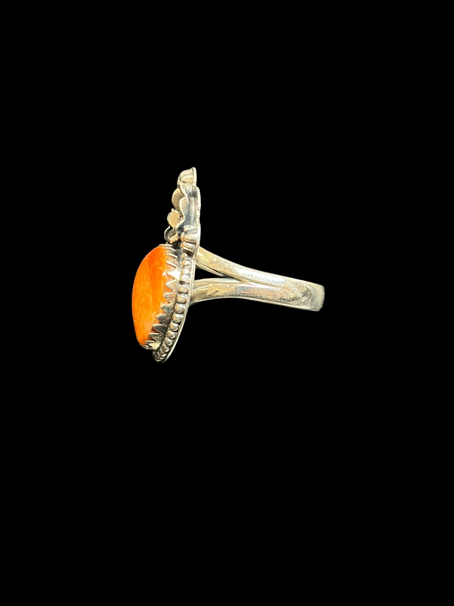 Handcrafted Orange Spiny Desert Ring - size 7