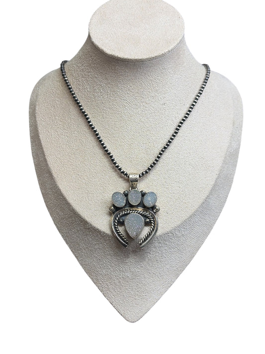 Sugar/White Druzy Naja Pendant