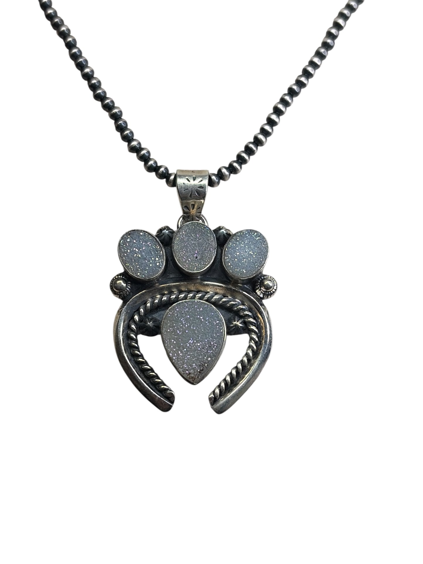 Sugar/White Druzy Naja Pendant