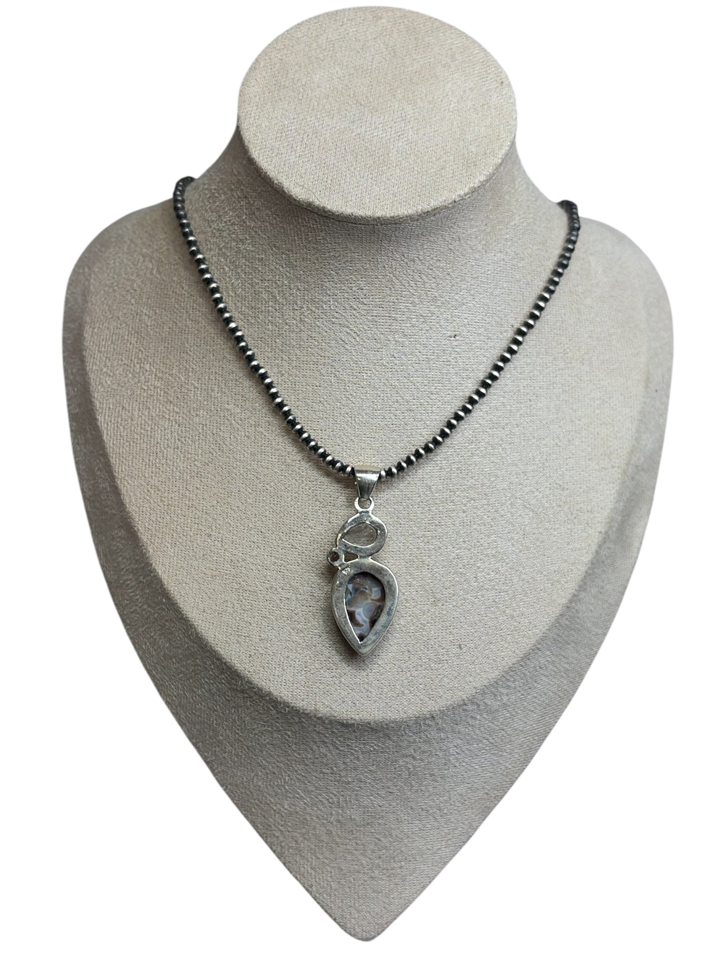 Crazy Lace Agate, Herkimer Diamond, Tourmaline Pendant