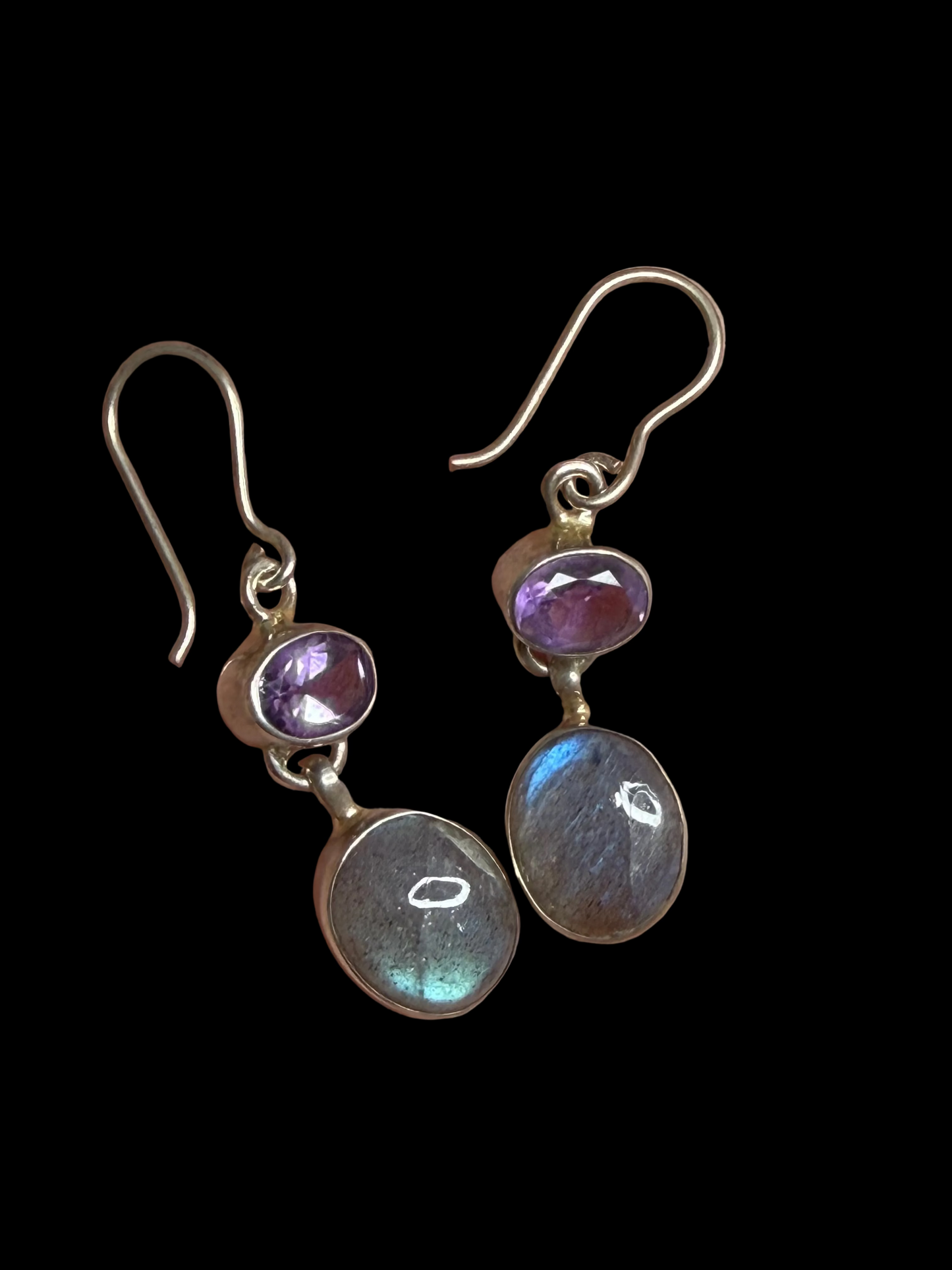 Labradorite & Amethyst Dangle Earrings
