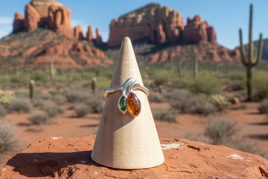 Double Amber Ring - size 6