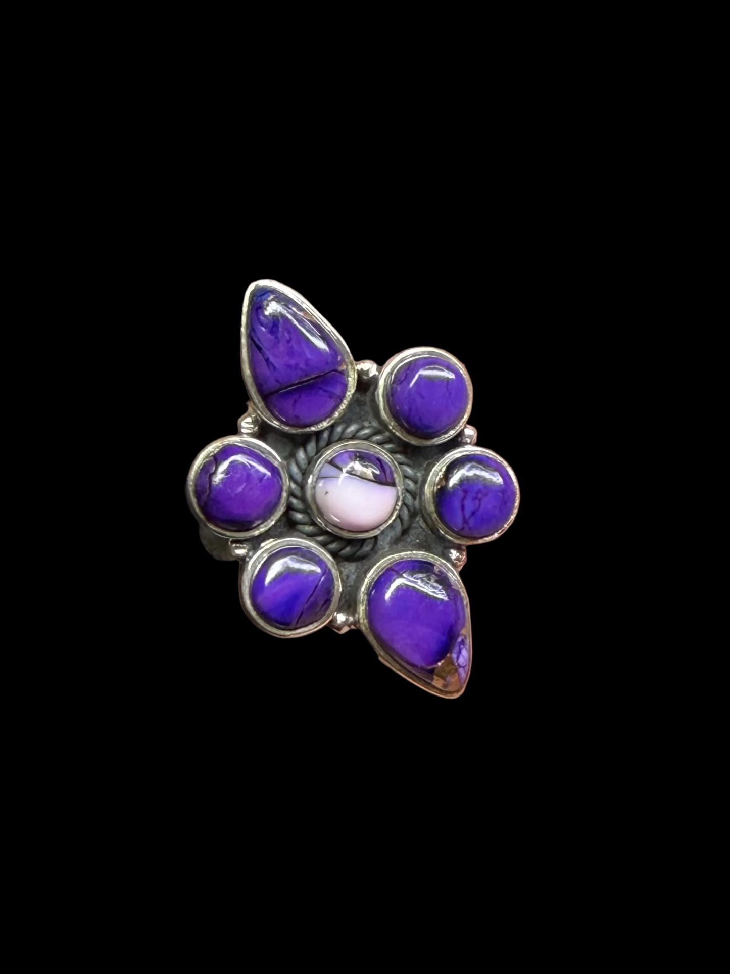 Purple Dahlia Cluster Ring - size 5