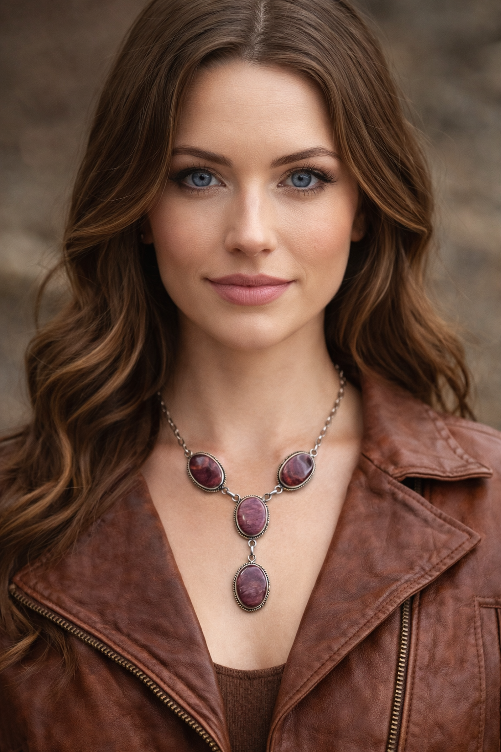 Handcrafted Purple Spiny Lariat Necklace