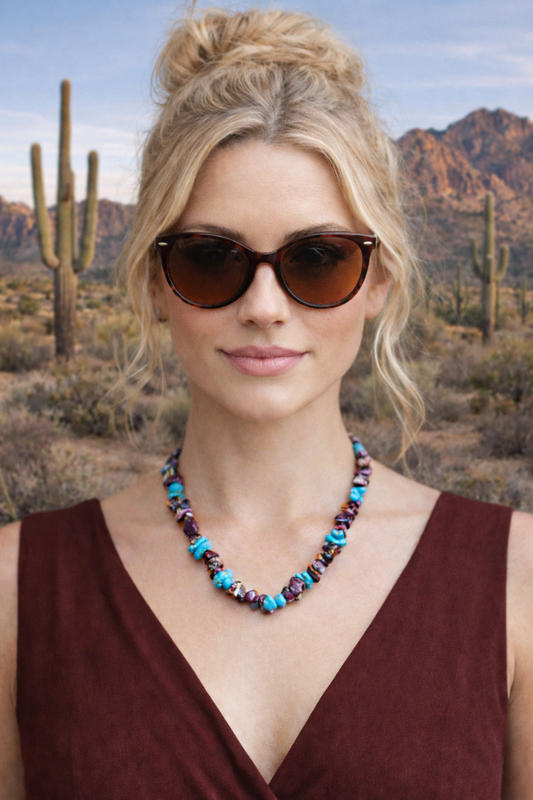 Purple Spiny & Turquoise Chip Necklace