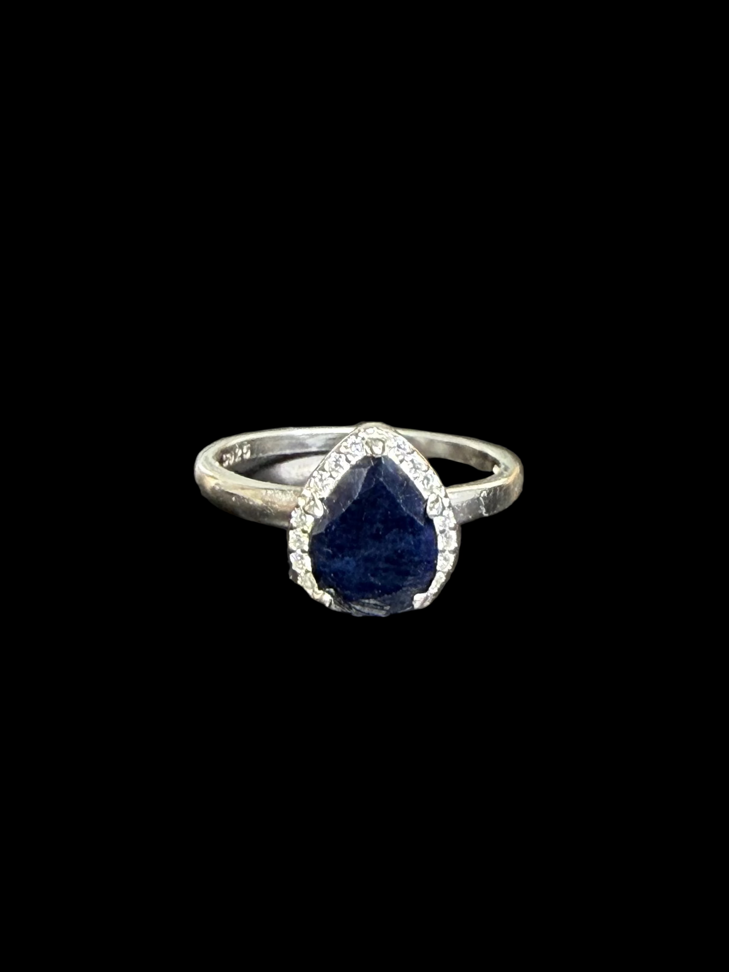 Elegant Sapphire & CZ Ring - size 7