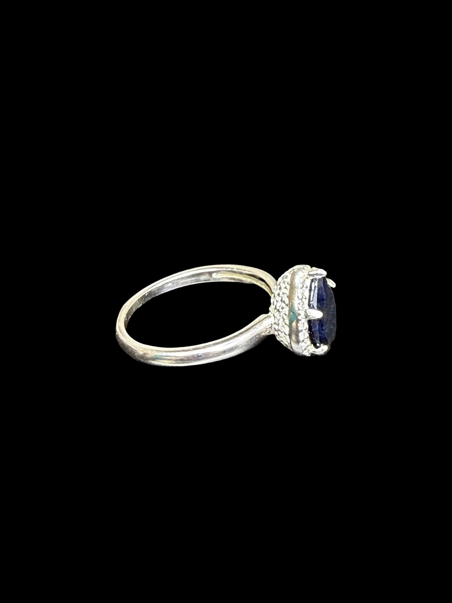 Elegant Sapphire & CZ Ring - size 7
