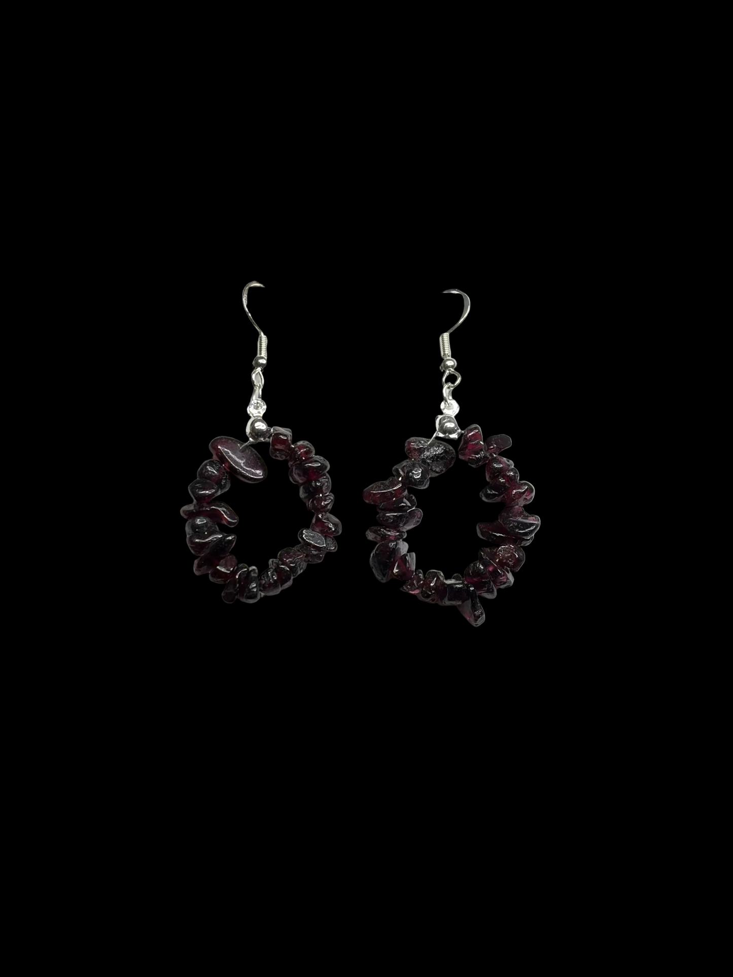 Hand-Strung Genuine Garnet Chip Earrings