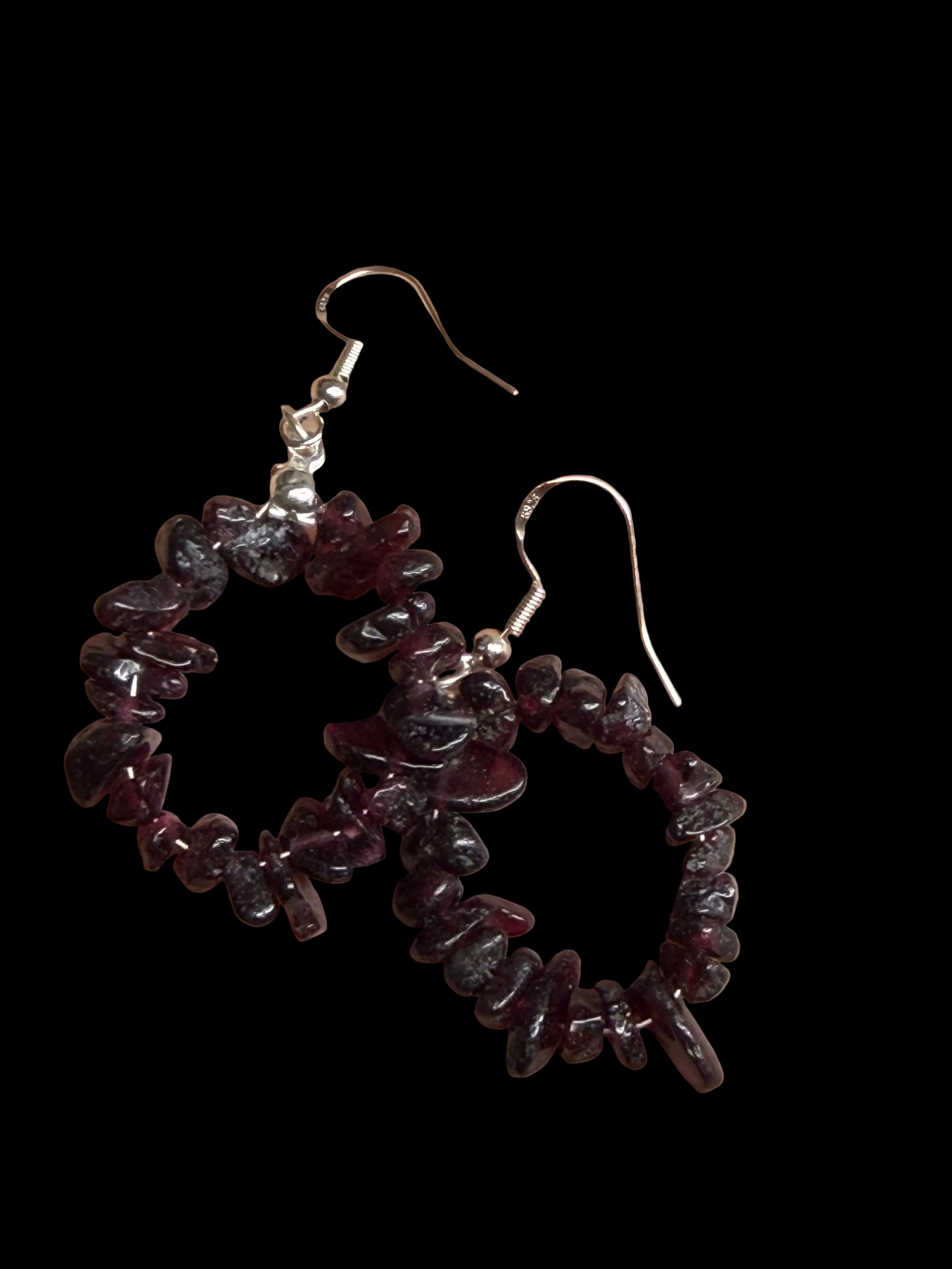 Hand-Strung Genuine Garnet Chip Earrings