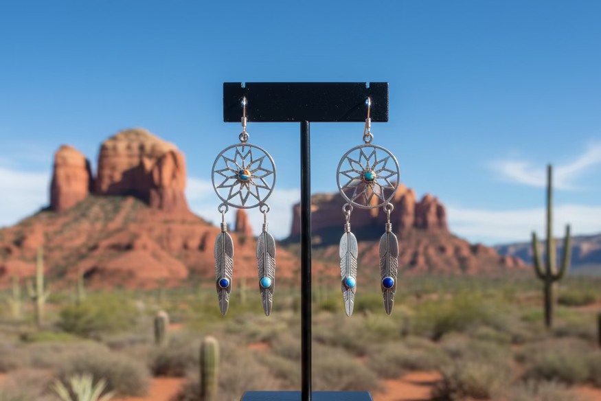 Dream Catcher Dangle Earrings (Artist Signed)