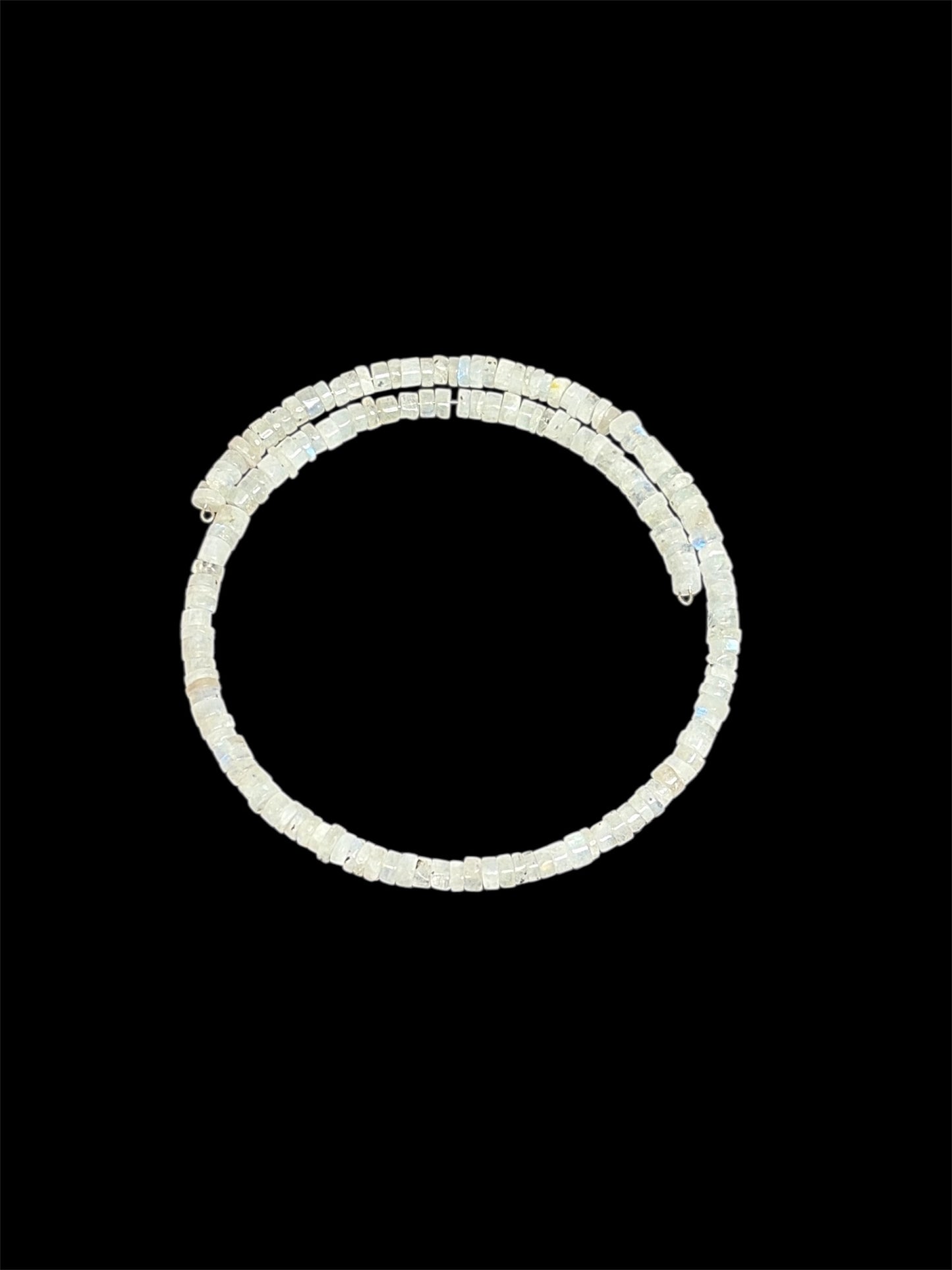 Hand-Strung Rainbow Moonstone Memory Wire Necklace