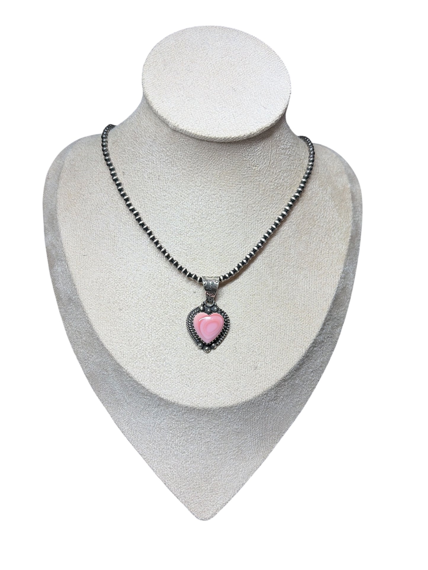 Handcrafted Pink Conch Heart Pendant