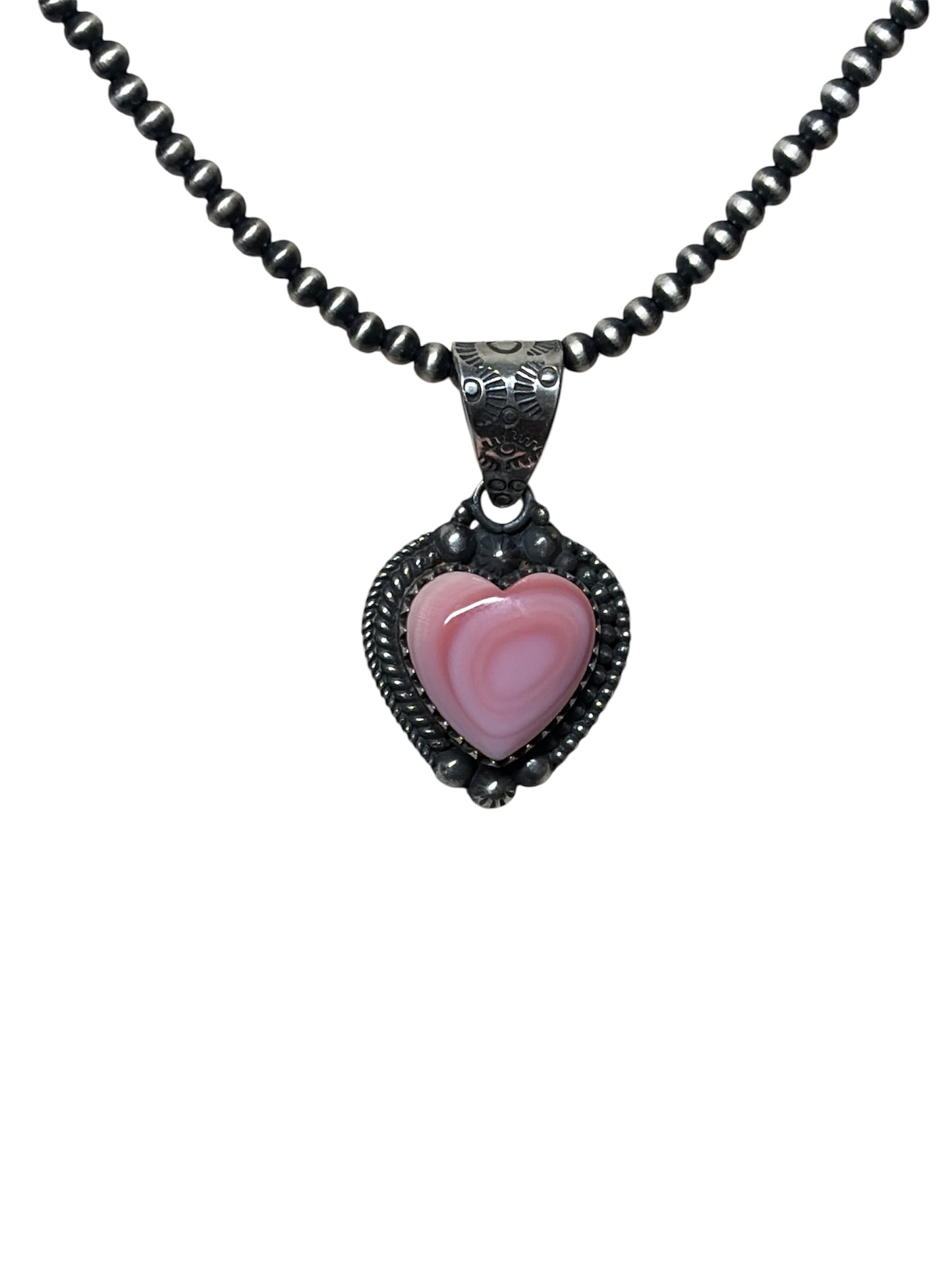 Handcrafted Pink Conch Heart Pendant