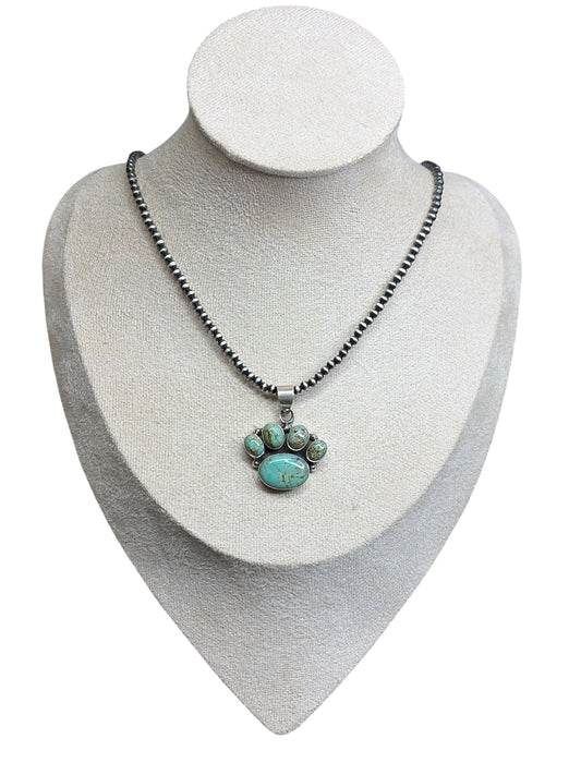 Handcrafted Kingman Turquoise Paw Pendant