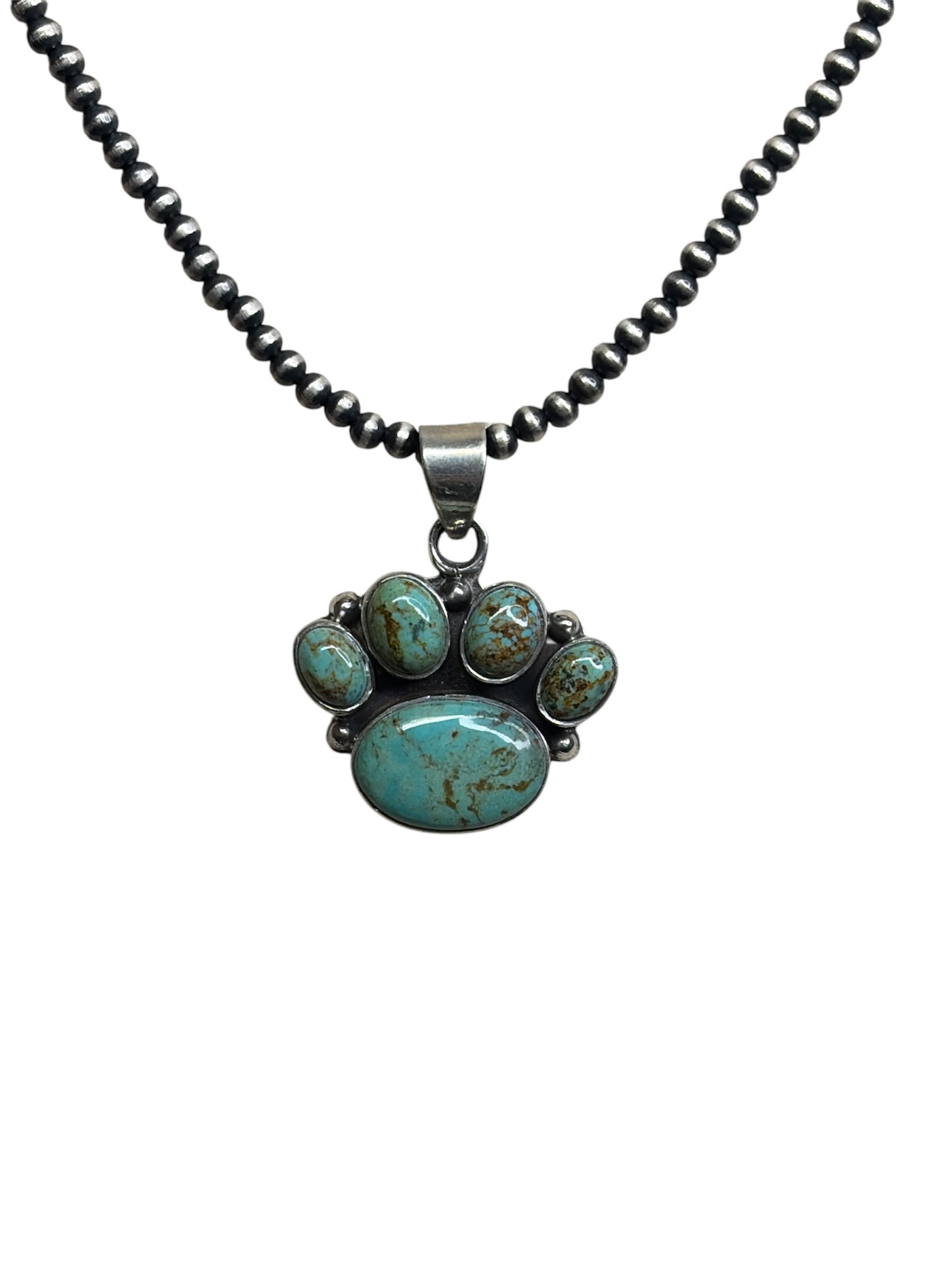 Handcrafted Kingman Turquoise Paw Pendant