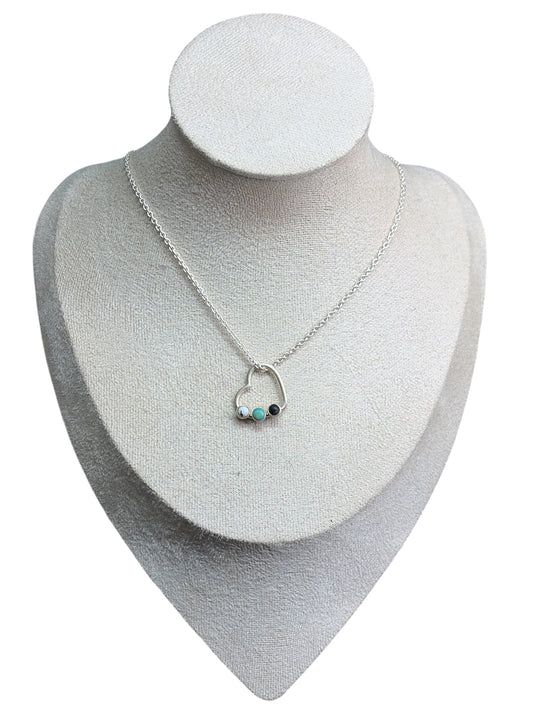 White Buffalo, Turquoise, Black Onyx Heart Necklace