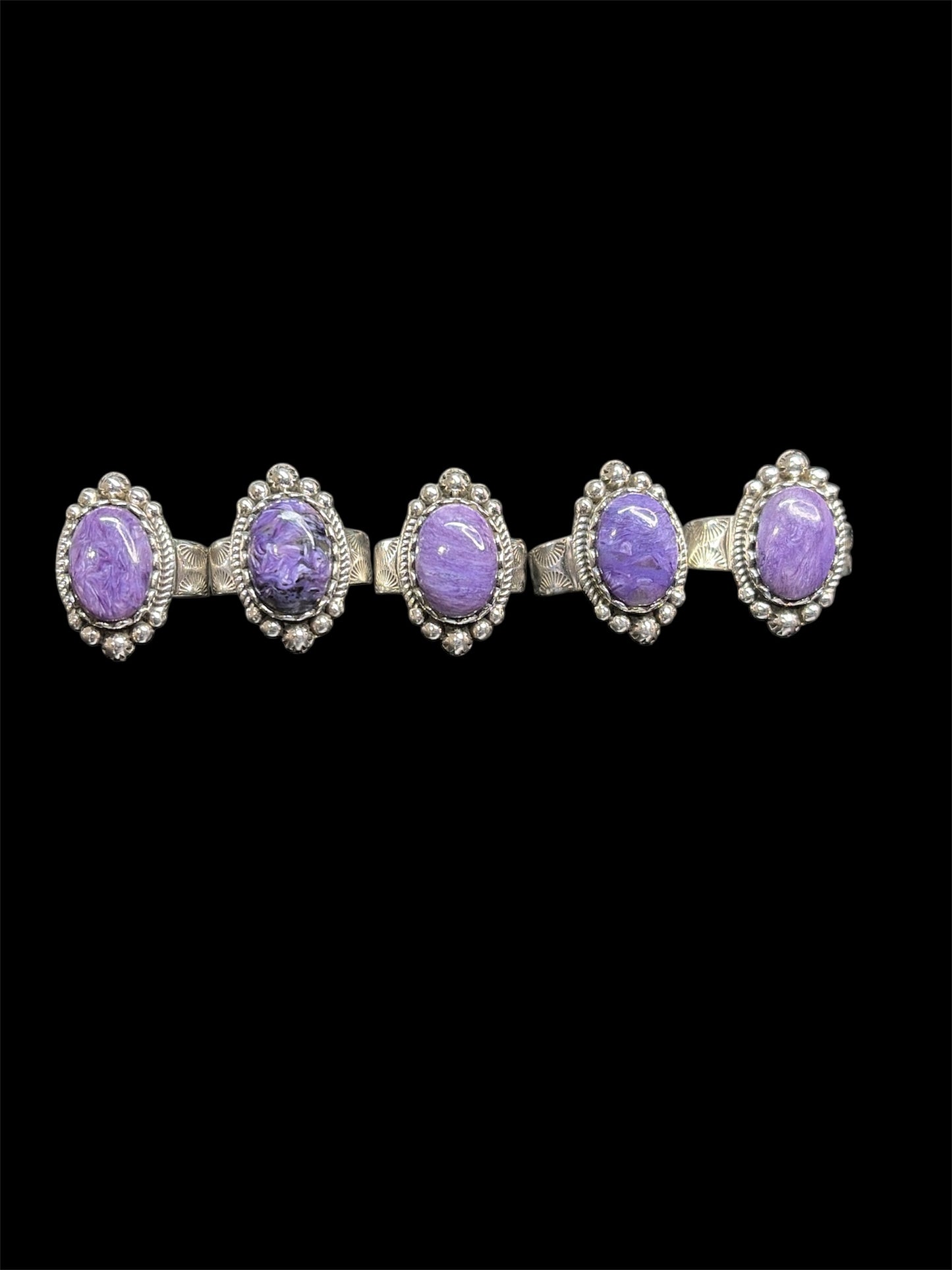 Genuine Charoite Rings
