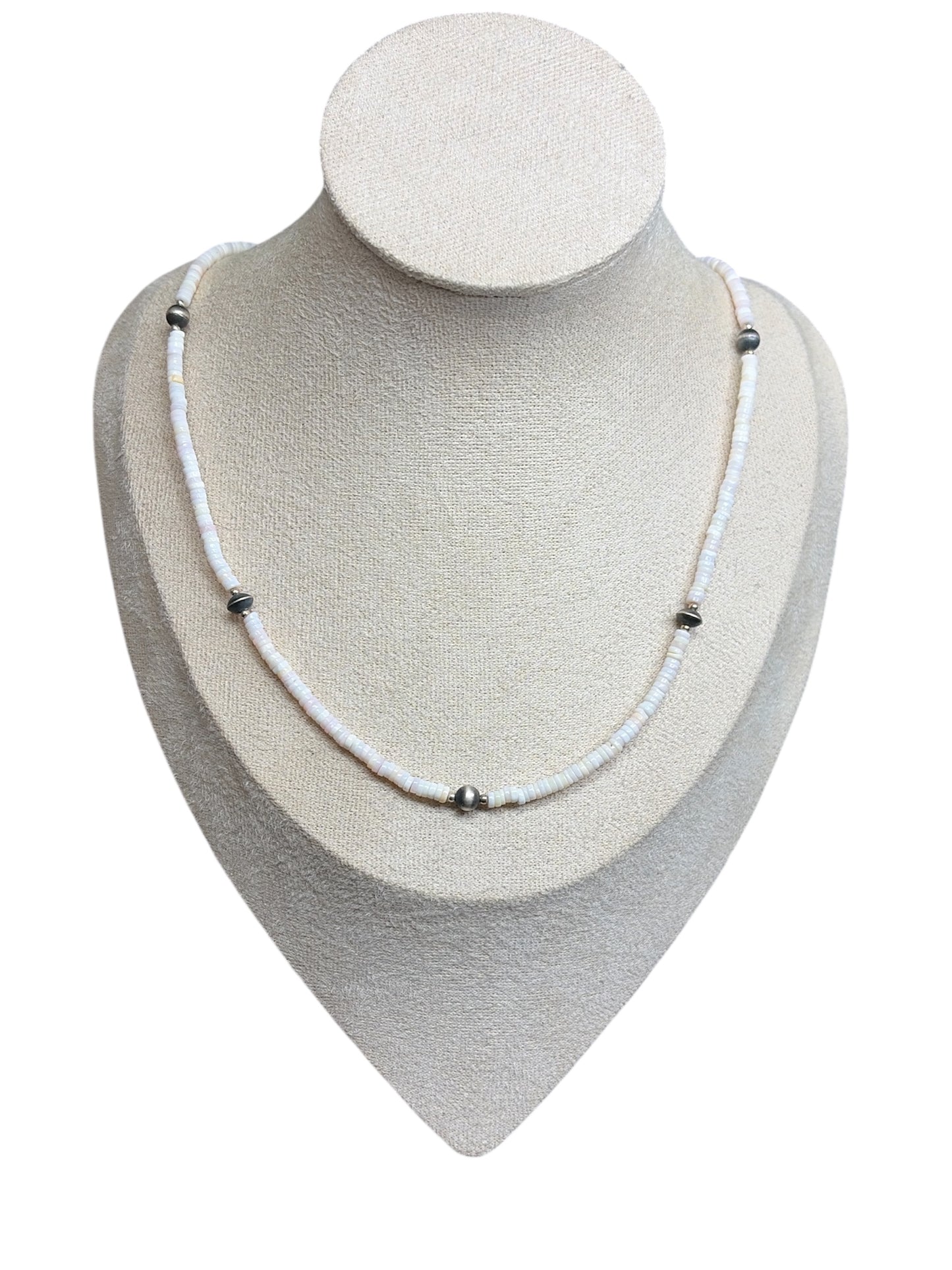 Beaded Pink Conch & Desert Pearl Necklace