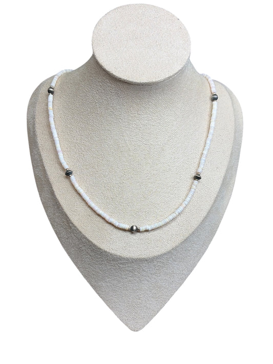 Beaded Pink Conch & Desert Pearl Necklace