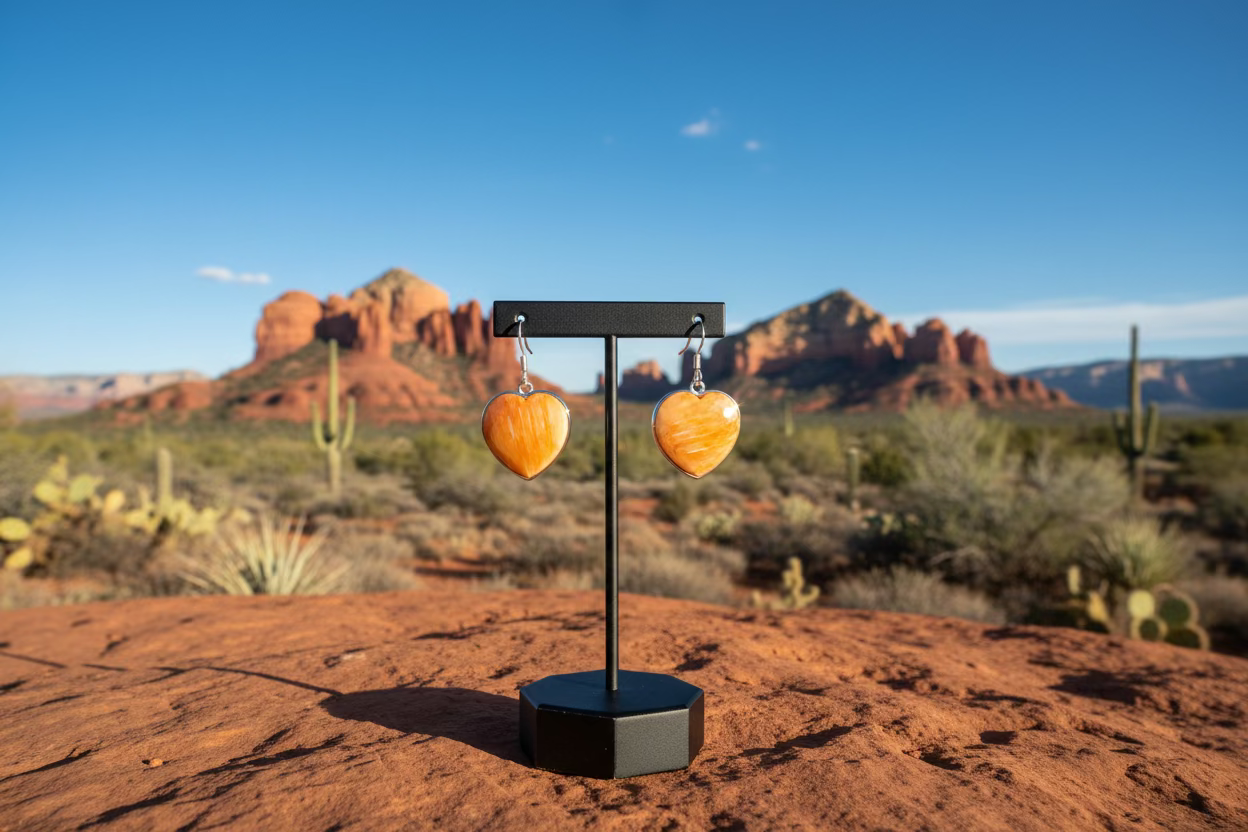 Faceted Orange Spiny Dangle Earrings (See Description)