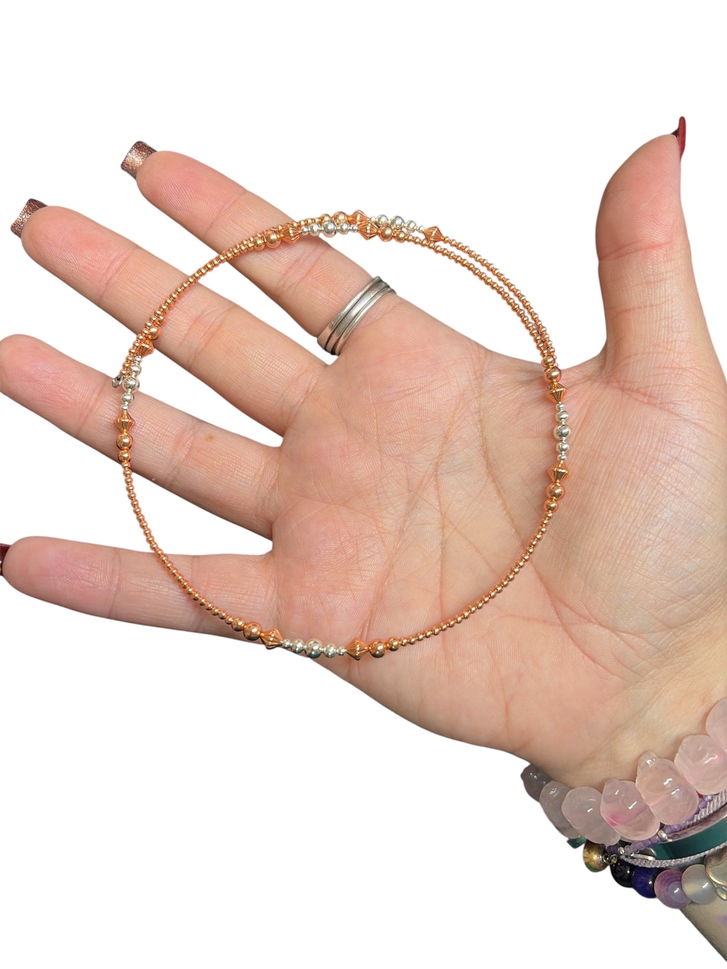 Copper & Sterling Memory Wire Necklace