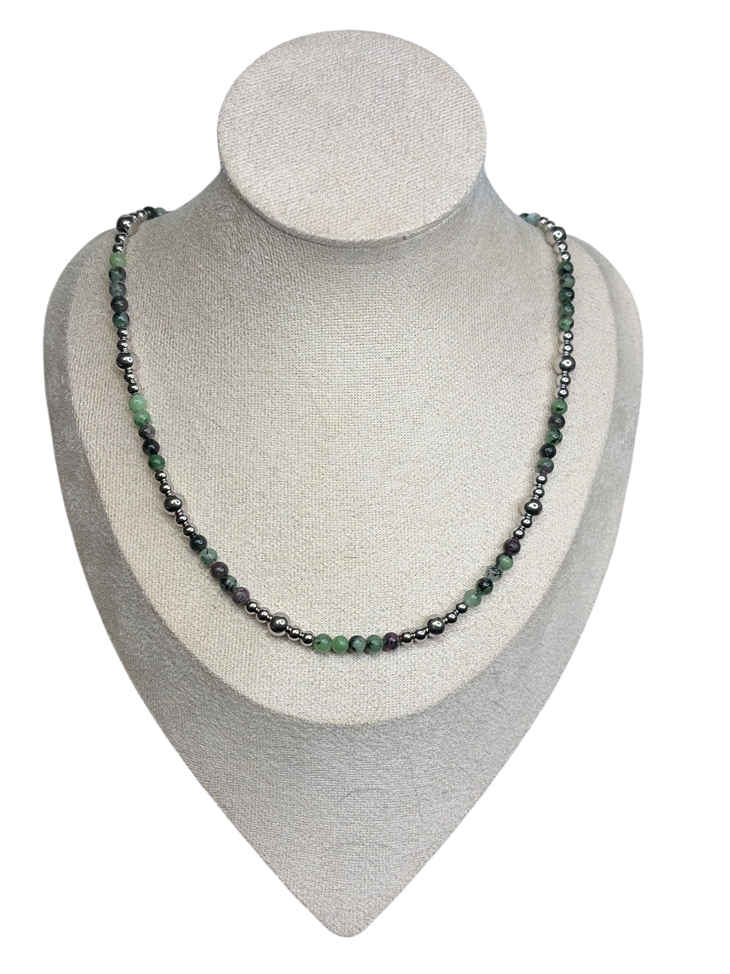 Stainless Pearl & Ru by Zoisite Necklace