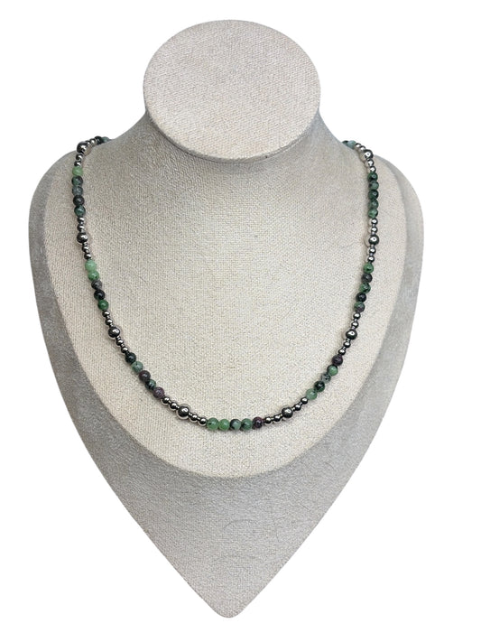 Stainless Pearl & Ru by Zoisite Necklace