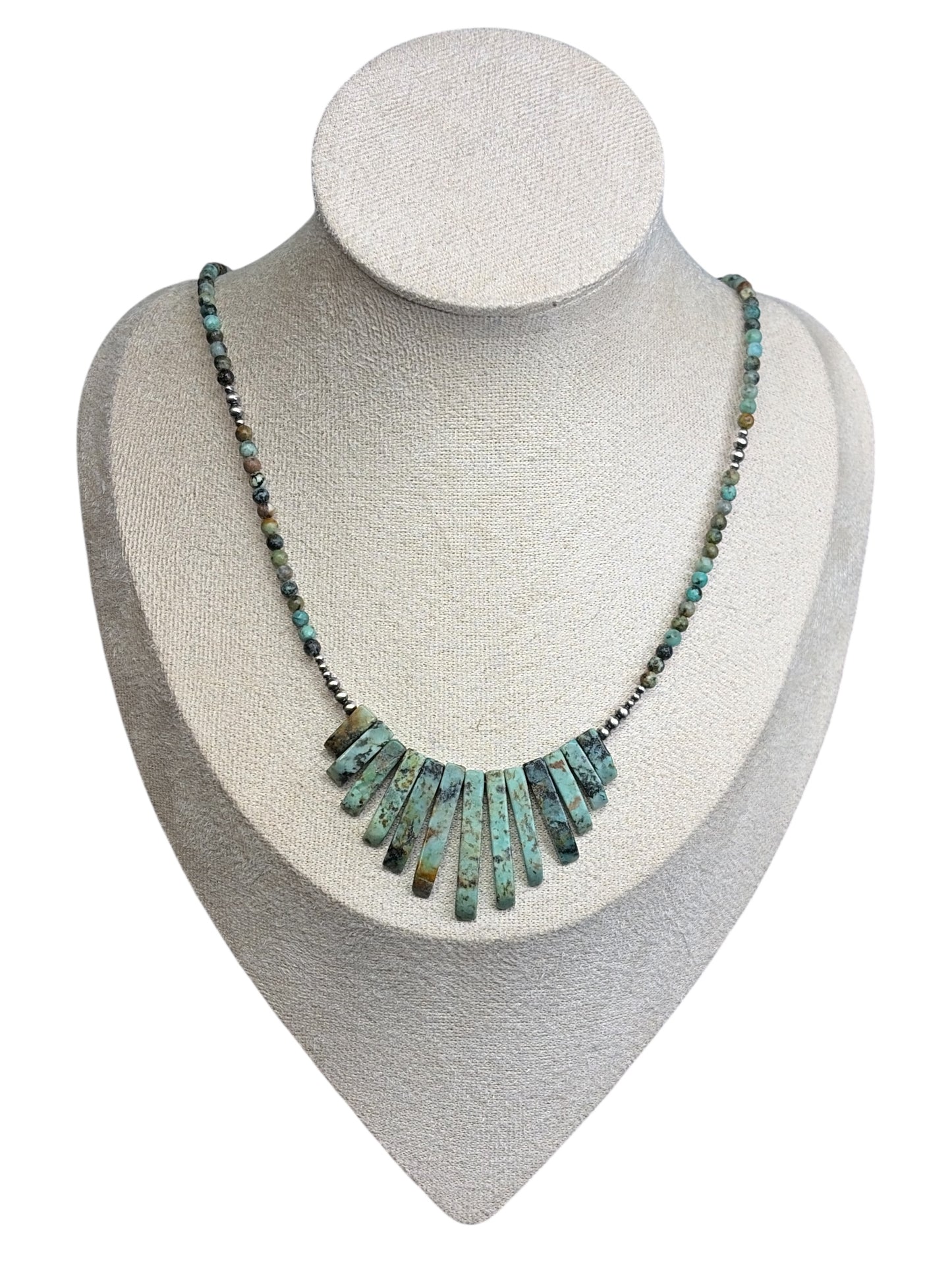 African Turquoise & Desert Pearl (Sterling) necklace