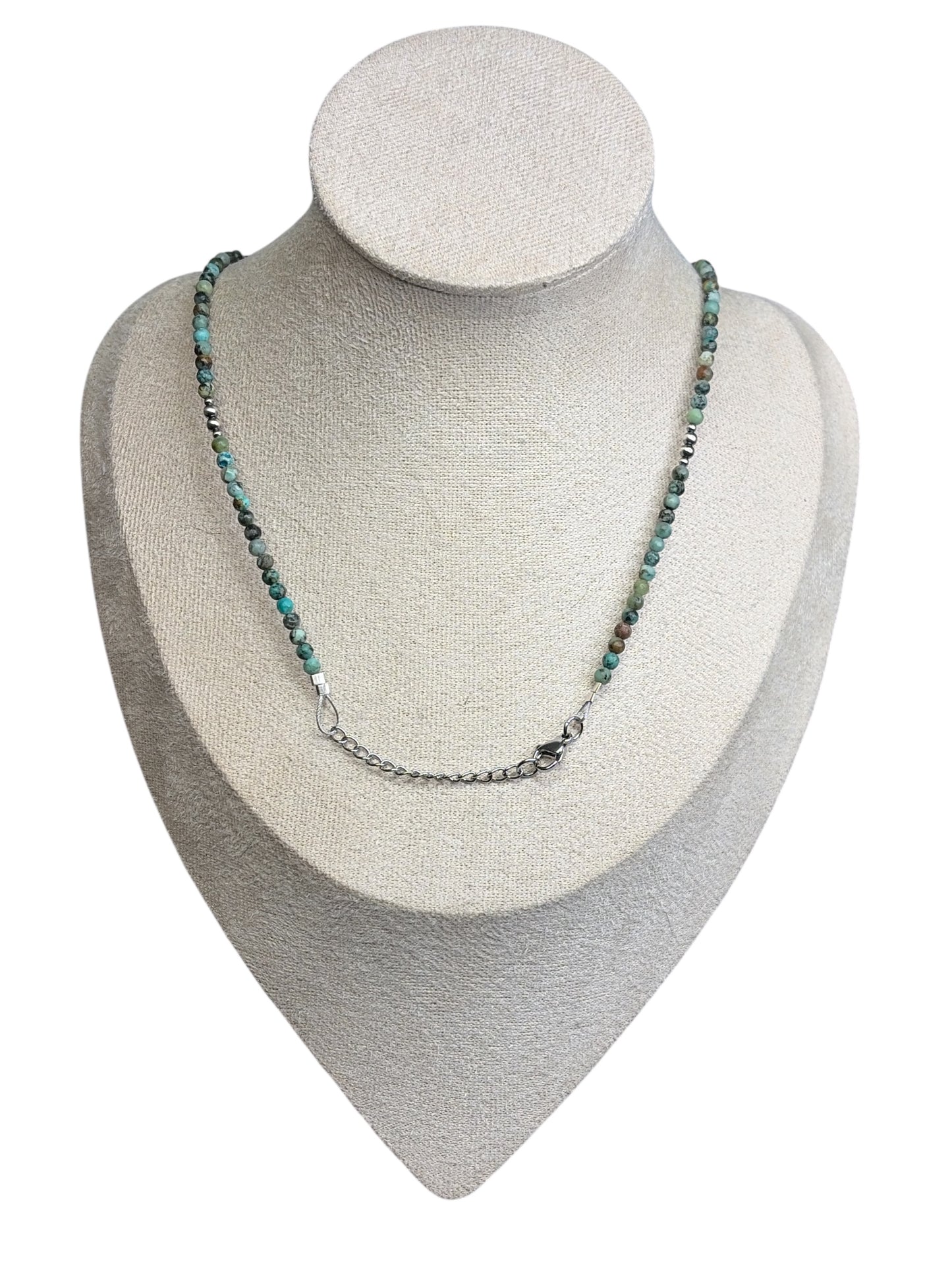 African Turquoise & Desert Pearl (Sterling) necklace