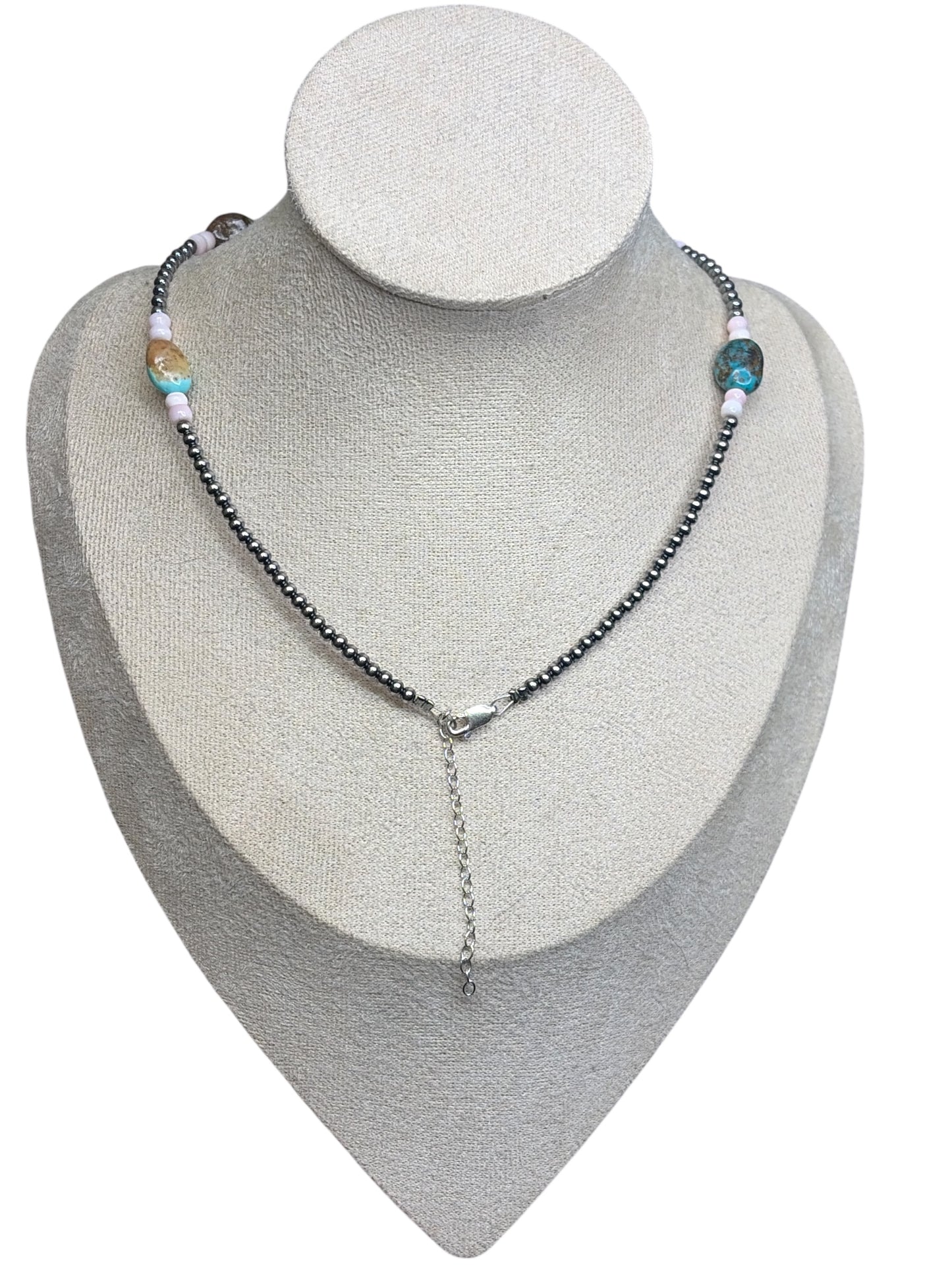 Turquoise & Pink Conch Desert Pearl (Sterling) Choker Necklace