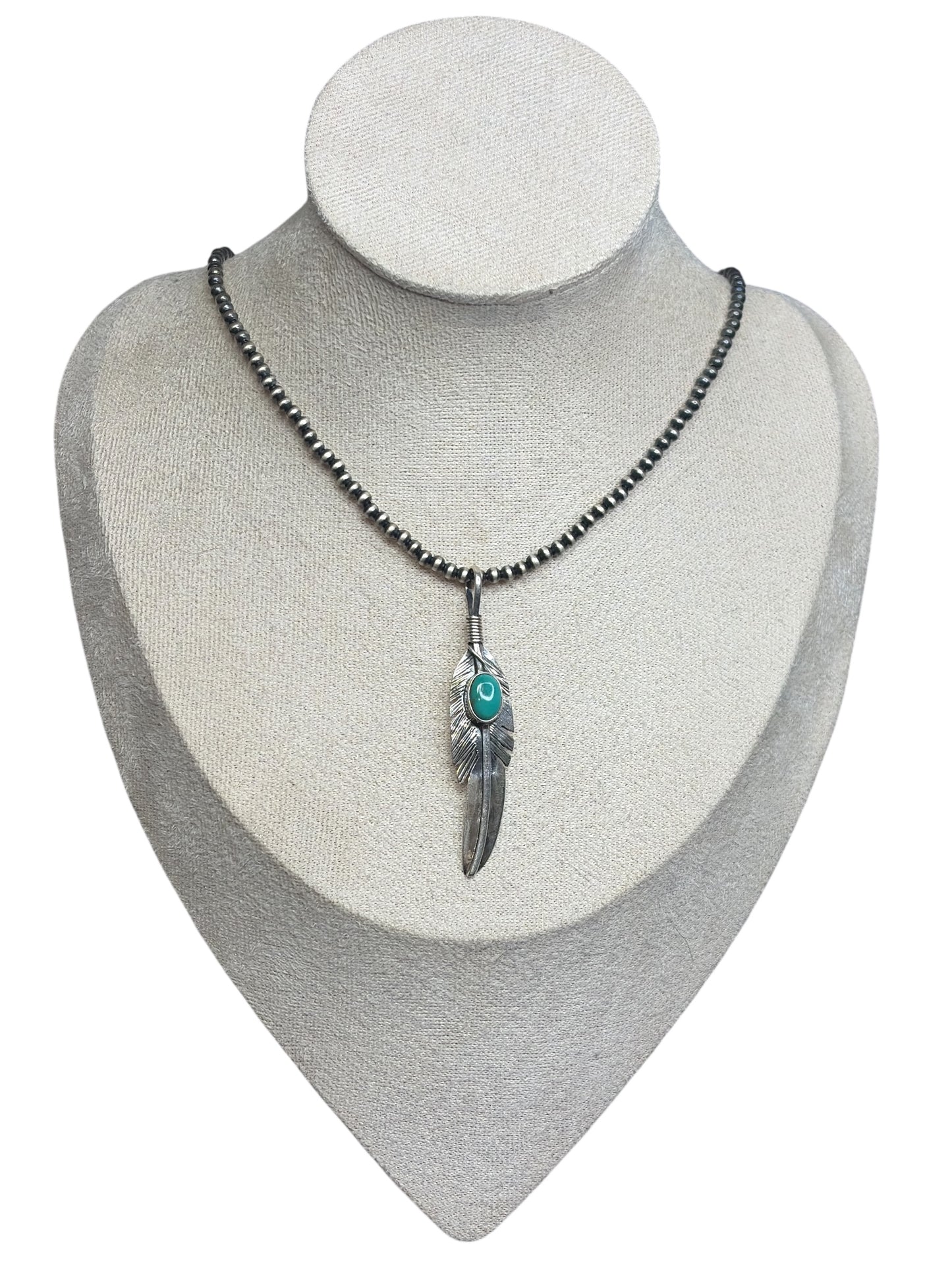 Handcrafted Kingman Turquoise Feather Pendant