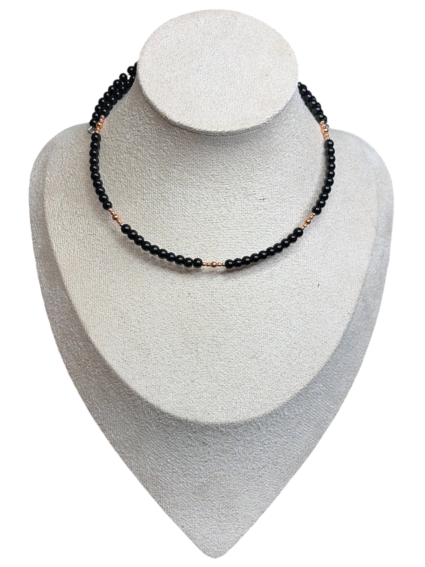 Black Onyx & Copper Memory Wire