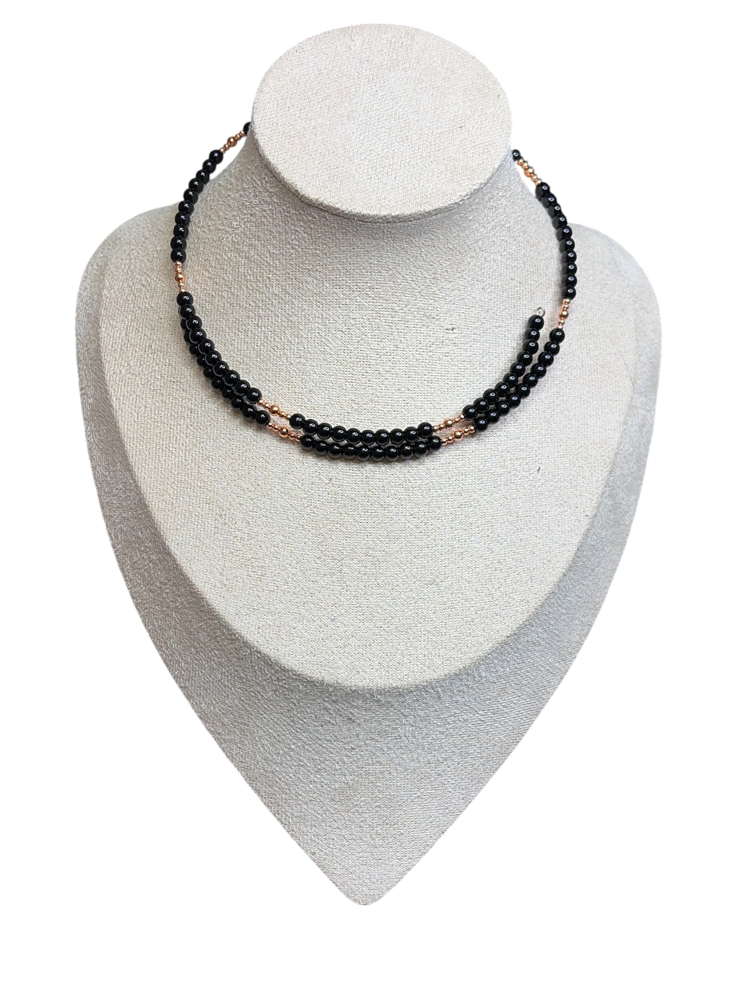 Black Onyx & Copper Memory Wire