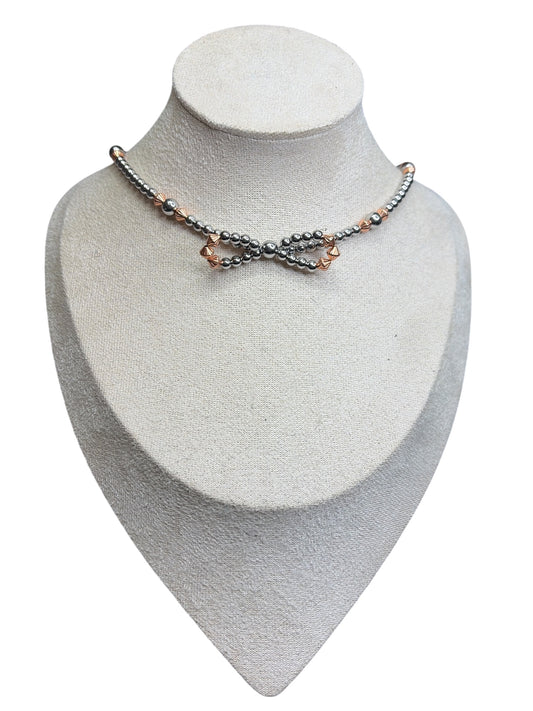 Copper & Steel Bow Tie Choker Necklace