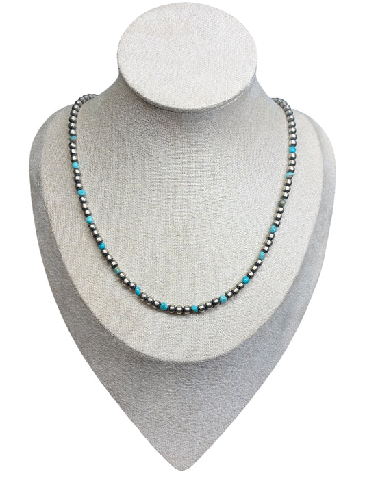 Turquoise & Sterling Pearl Necklace