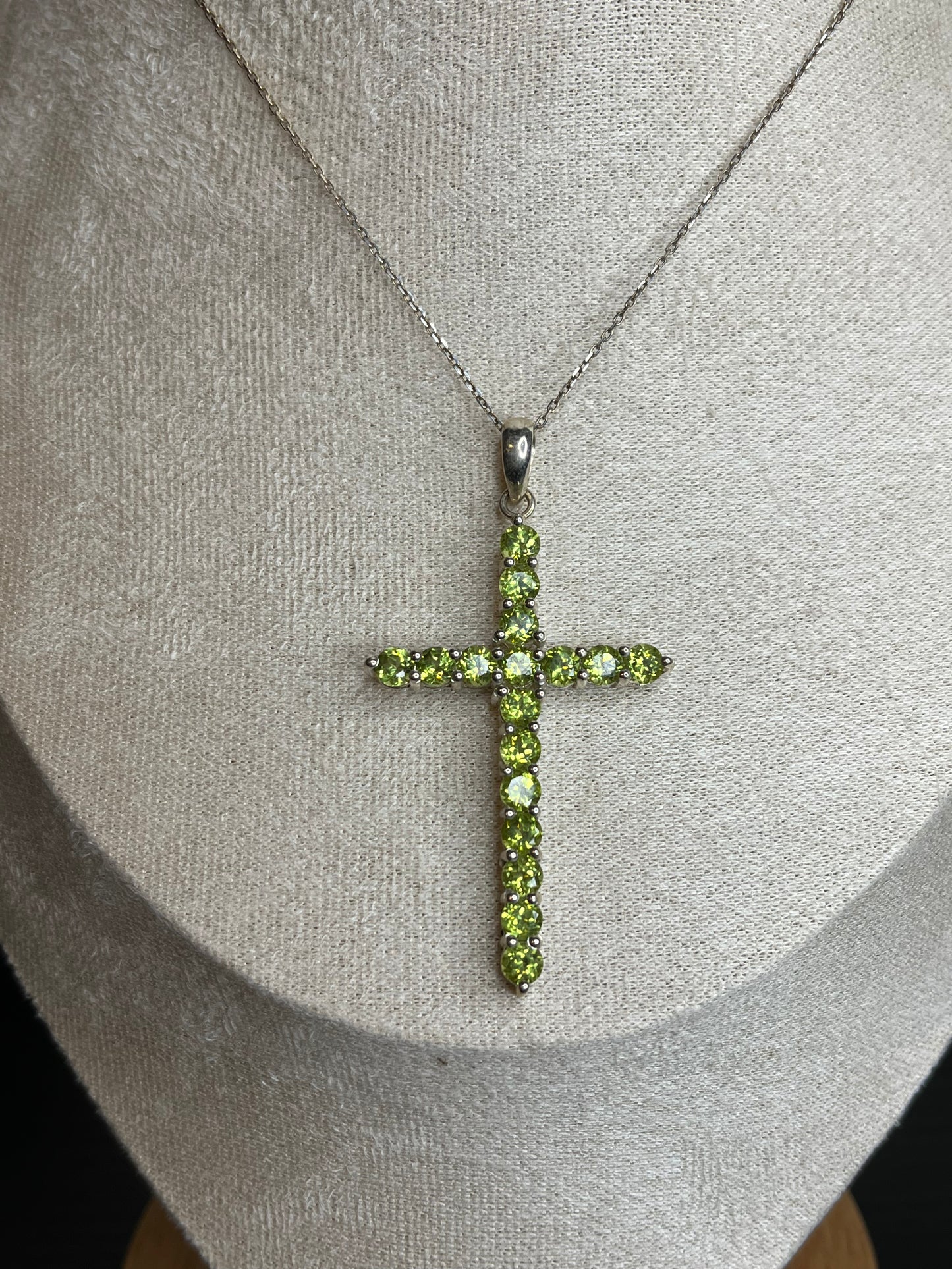 Genuine Peridot Cross Pendant