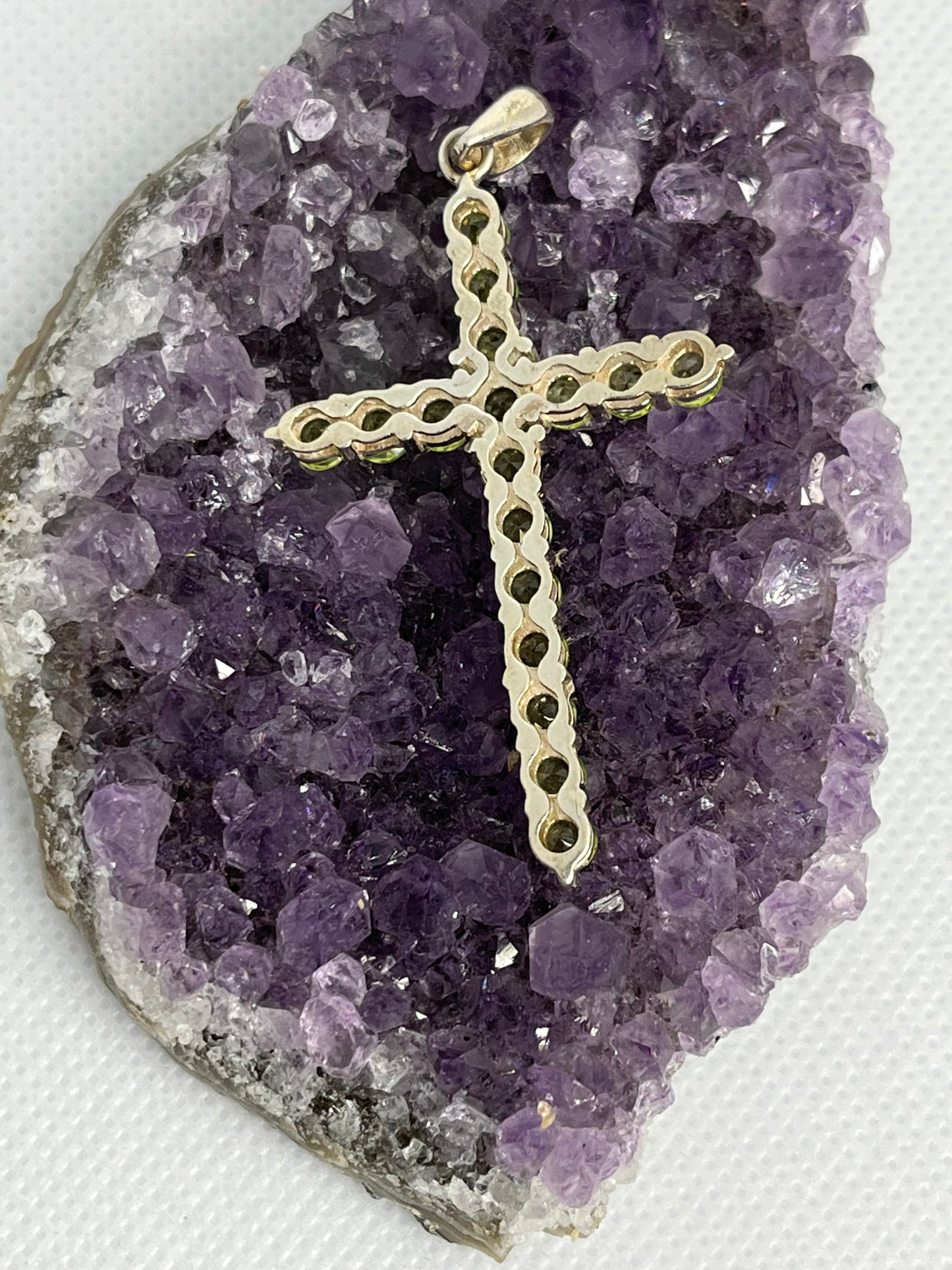 Genuine Peridot Cross Pendant